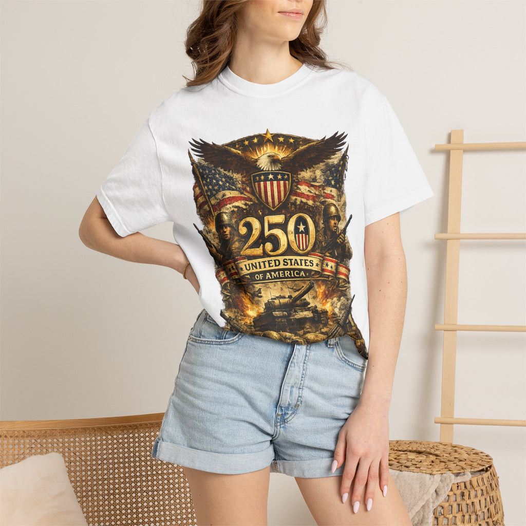250th United States Anniversary T-Shirt — Patriotic Eagle & Military Heritage Tee (1776–2026)
