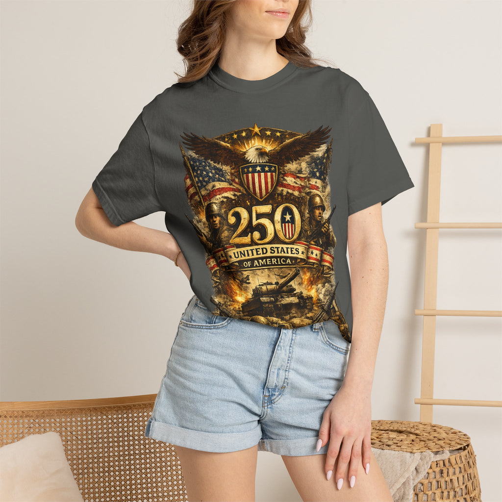 250th United States Anniversary T-Shirt — Patriotic Eagle & Military Heritage Tee (1776–2026)