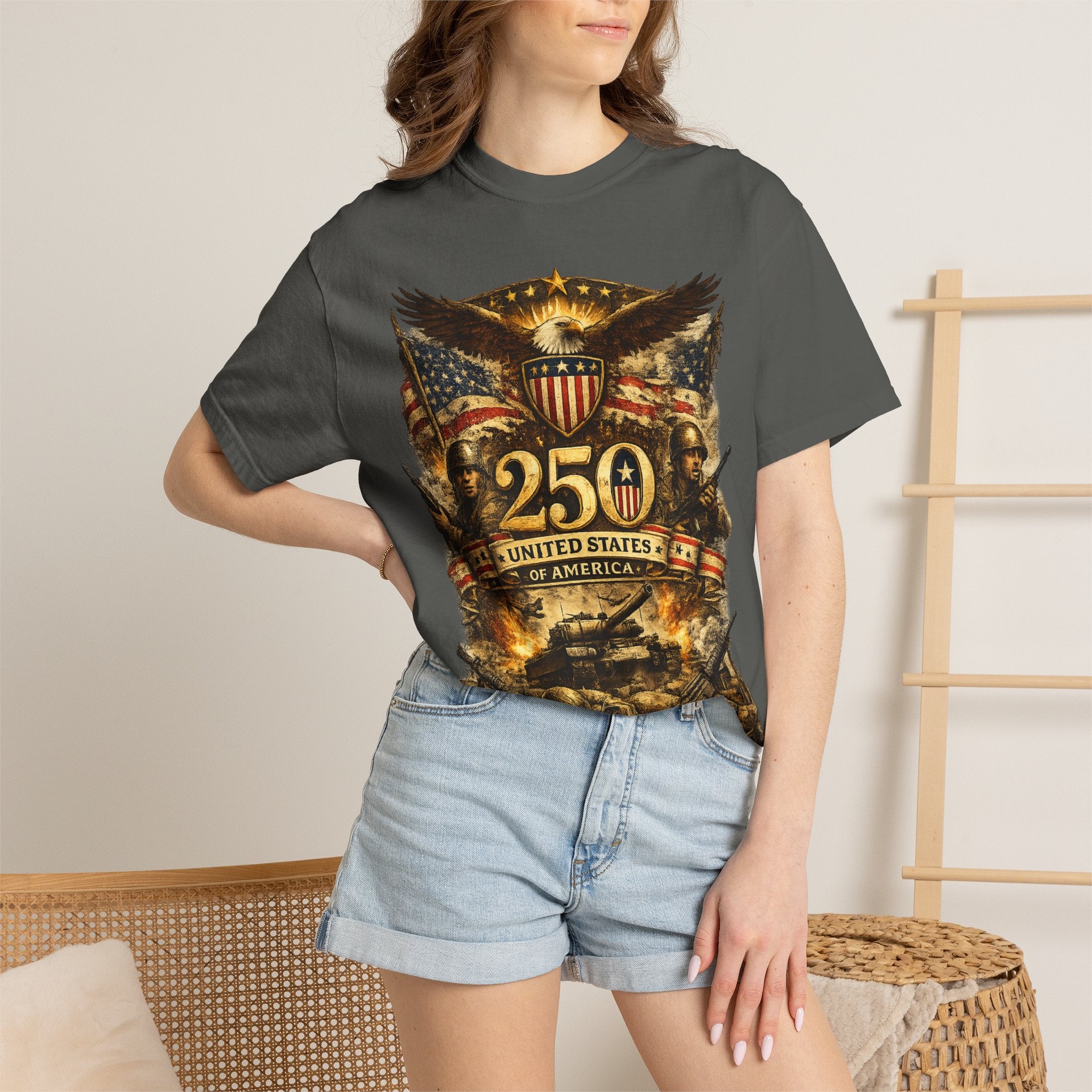250th United States Anniversary T-Shirt — Patriotic Eagle & Military Heritage Tee (1776–2026)