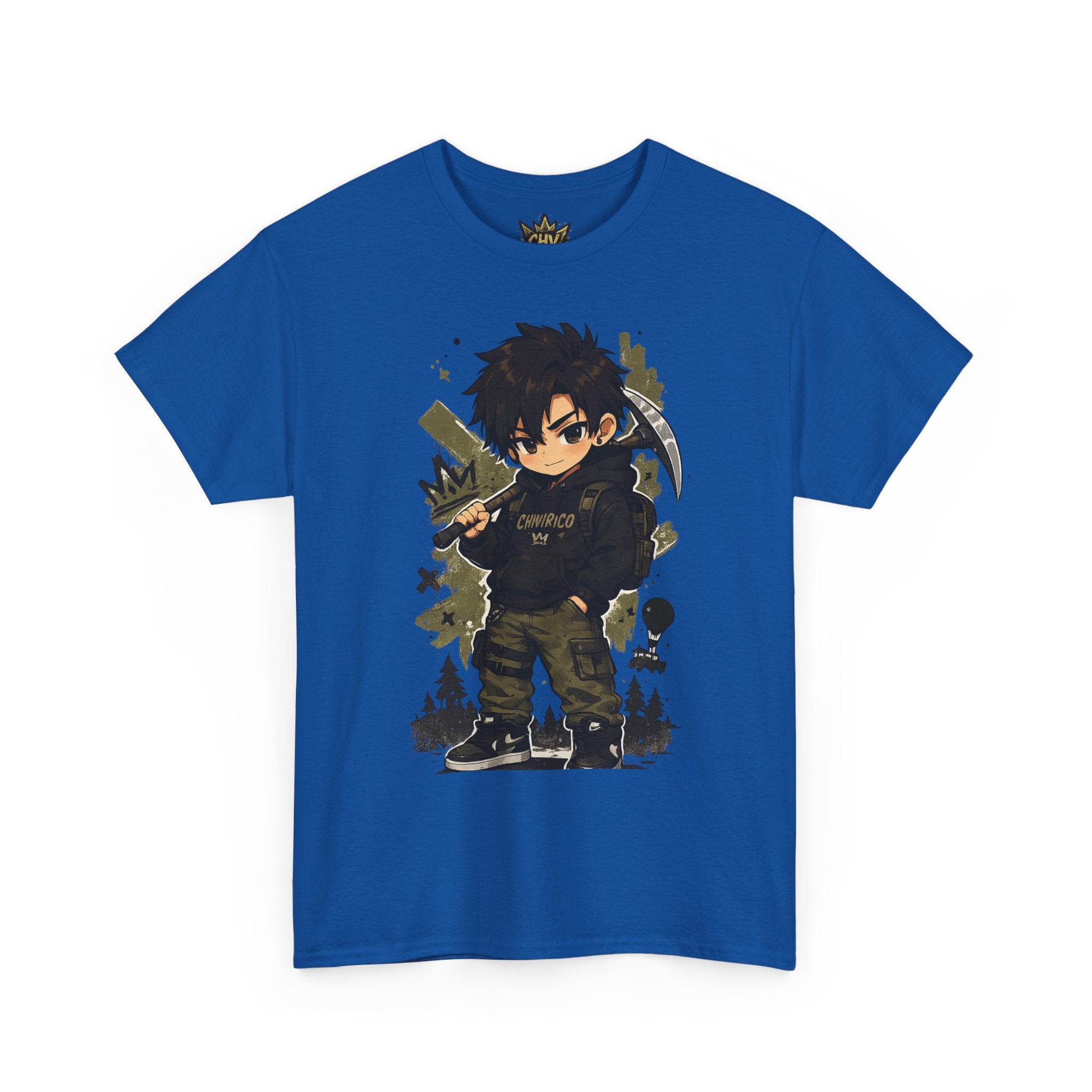 Anime Scout Tee — Chibi Soldier Graphic Shirt with "CHV" Crown Backprint