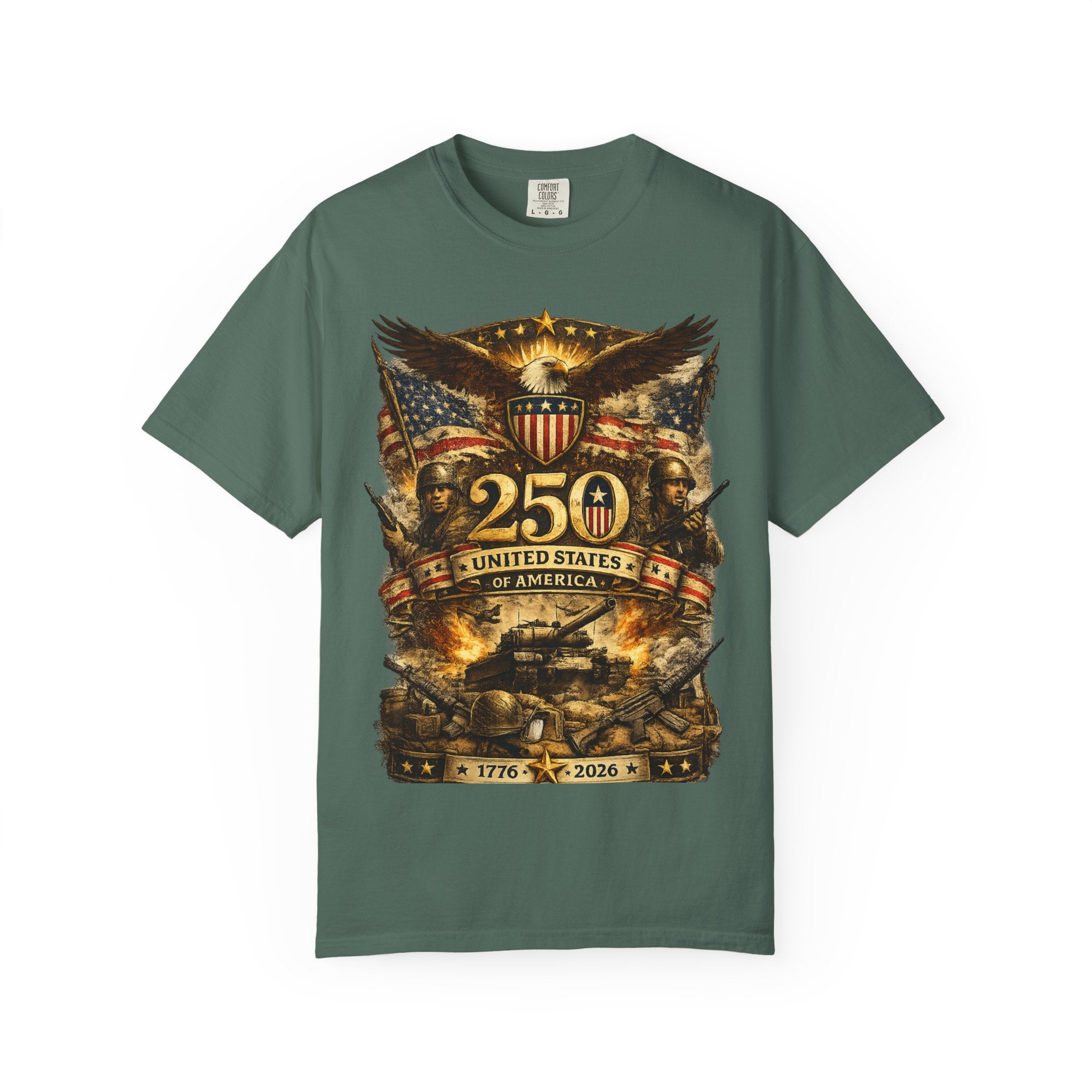 250th United States Anniversary T-Shirt — Patriotic Eagle & Military Heritage Tee (1776–2026)