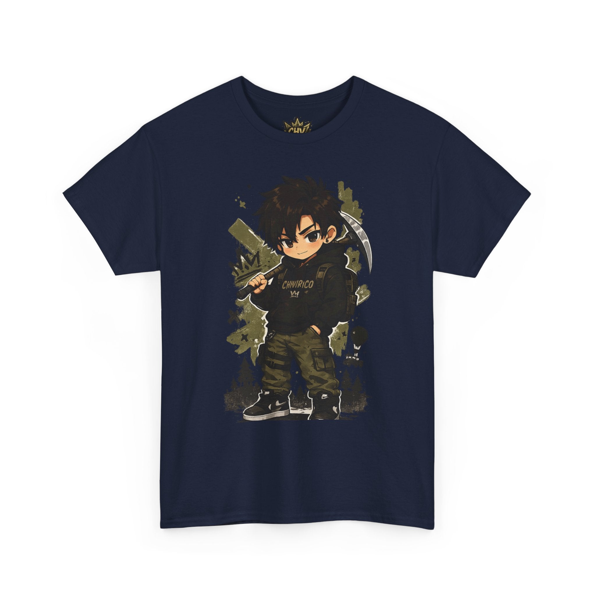 Anime Scout Tee — Chibi Soldier Graphic Shirt with "CHV" Crown Backprint