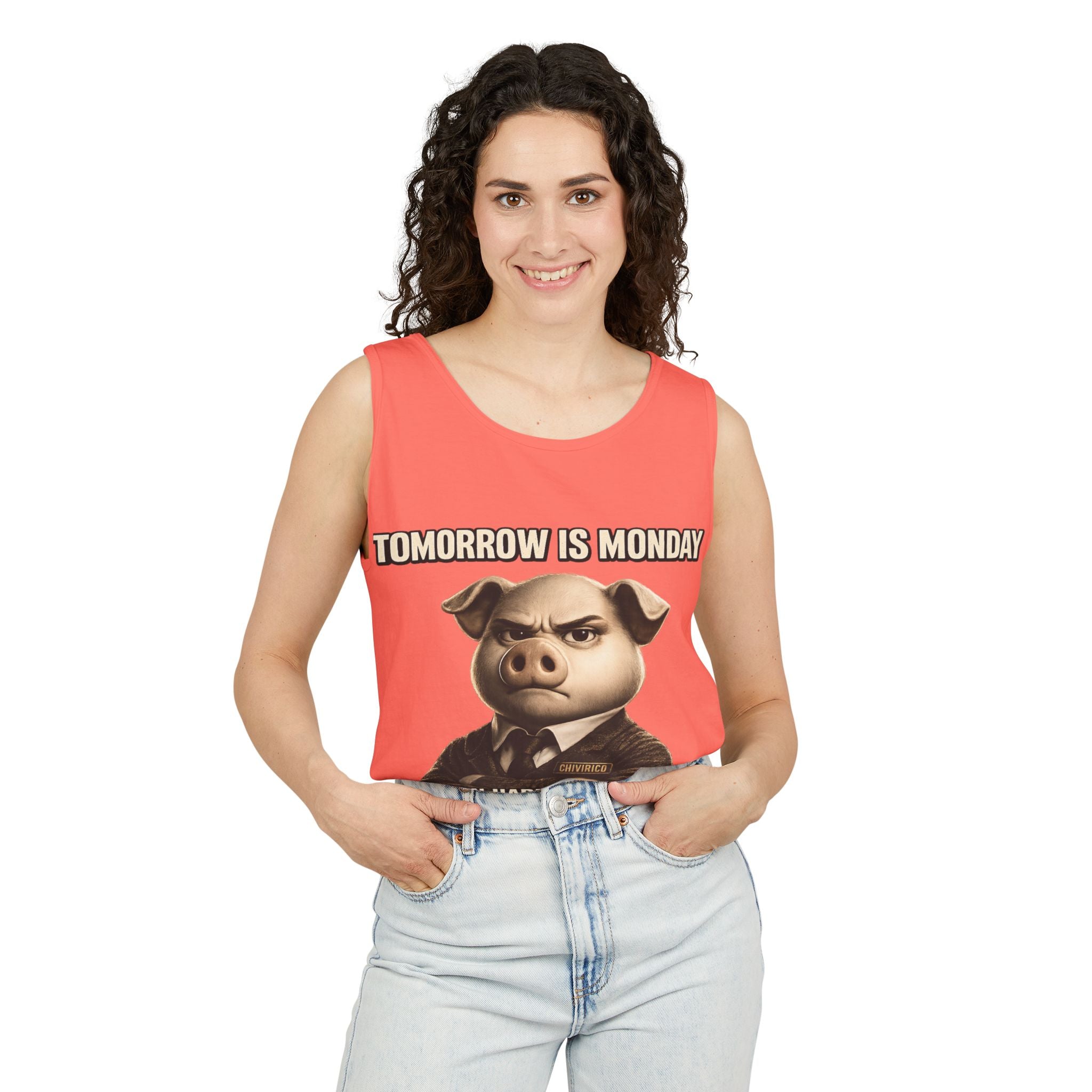 Funny 'Tomorrow Is Monday' Pig Tank Top — I Can Hardly Contain My Excitement