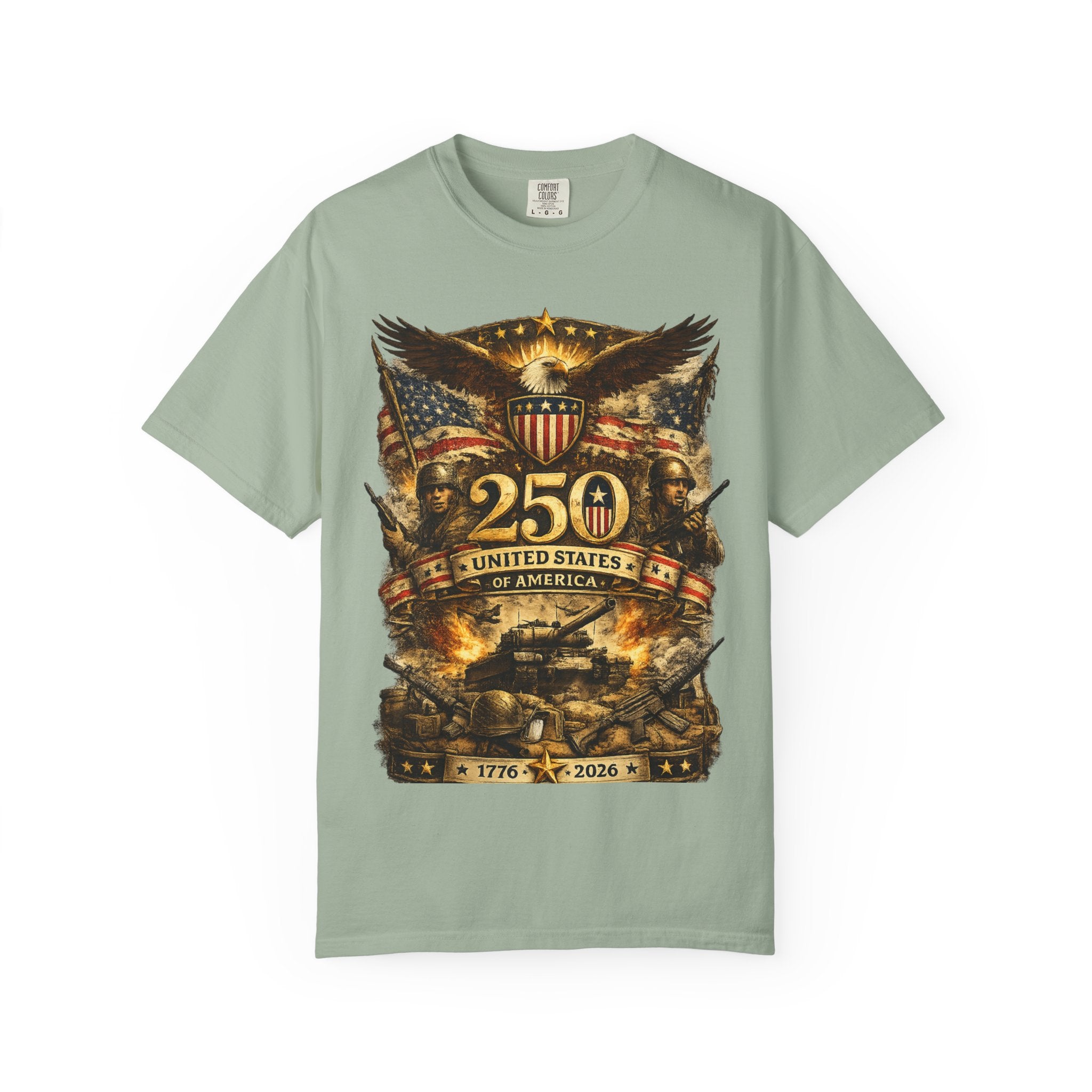 250th United States Anniversary T-Shirt — Patriotic Eagle & Military Heritage Tee (1776–2026)