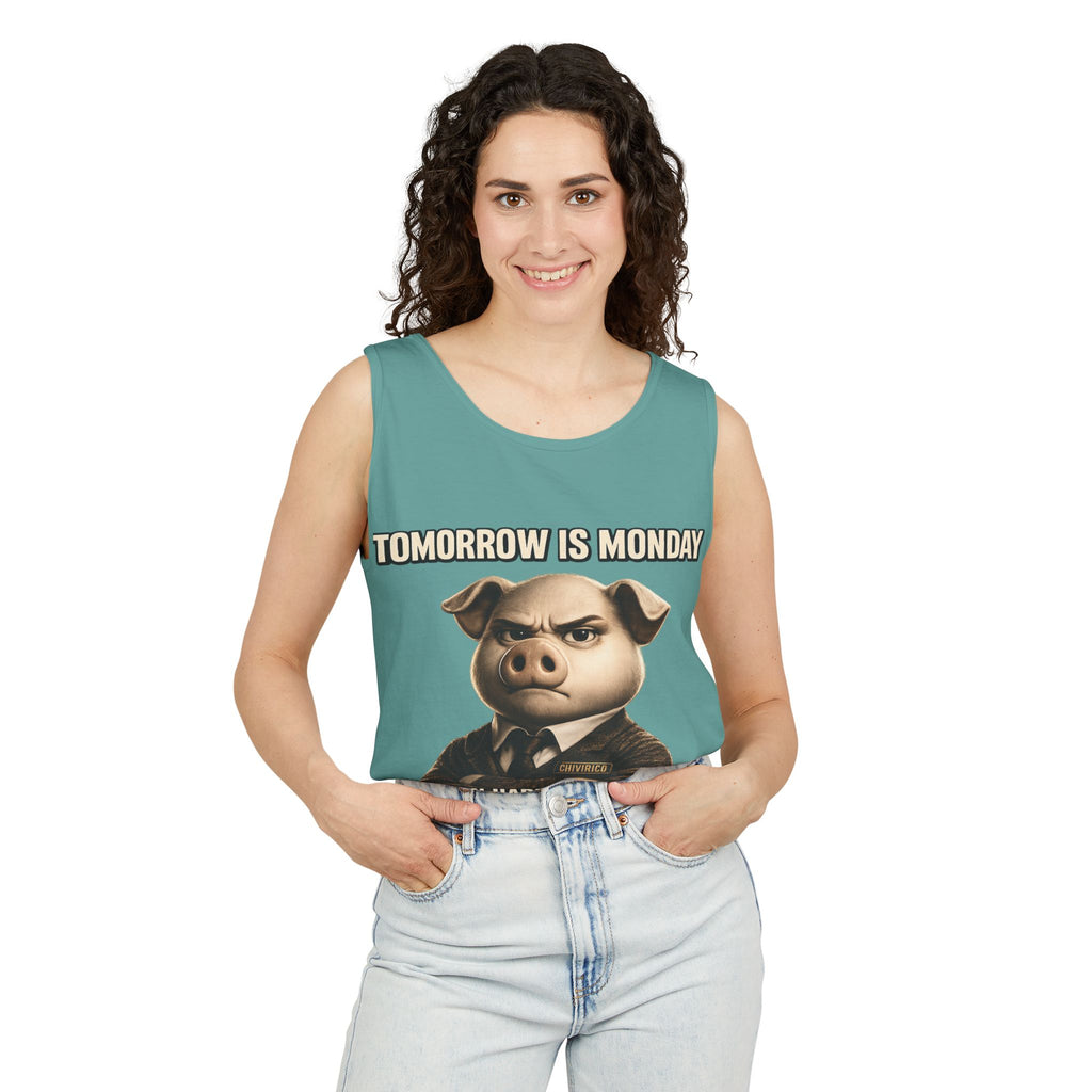 Funny 'Tomorrow Is Monday' Pig Tank Top — I Can Hardly Contain My Excitement