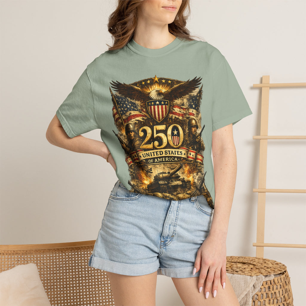 250th United States Anniversary T-Shirt — Patriotic Eagle & Military Heritage Tee (1776–2026)