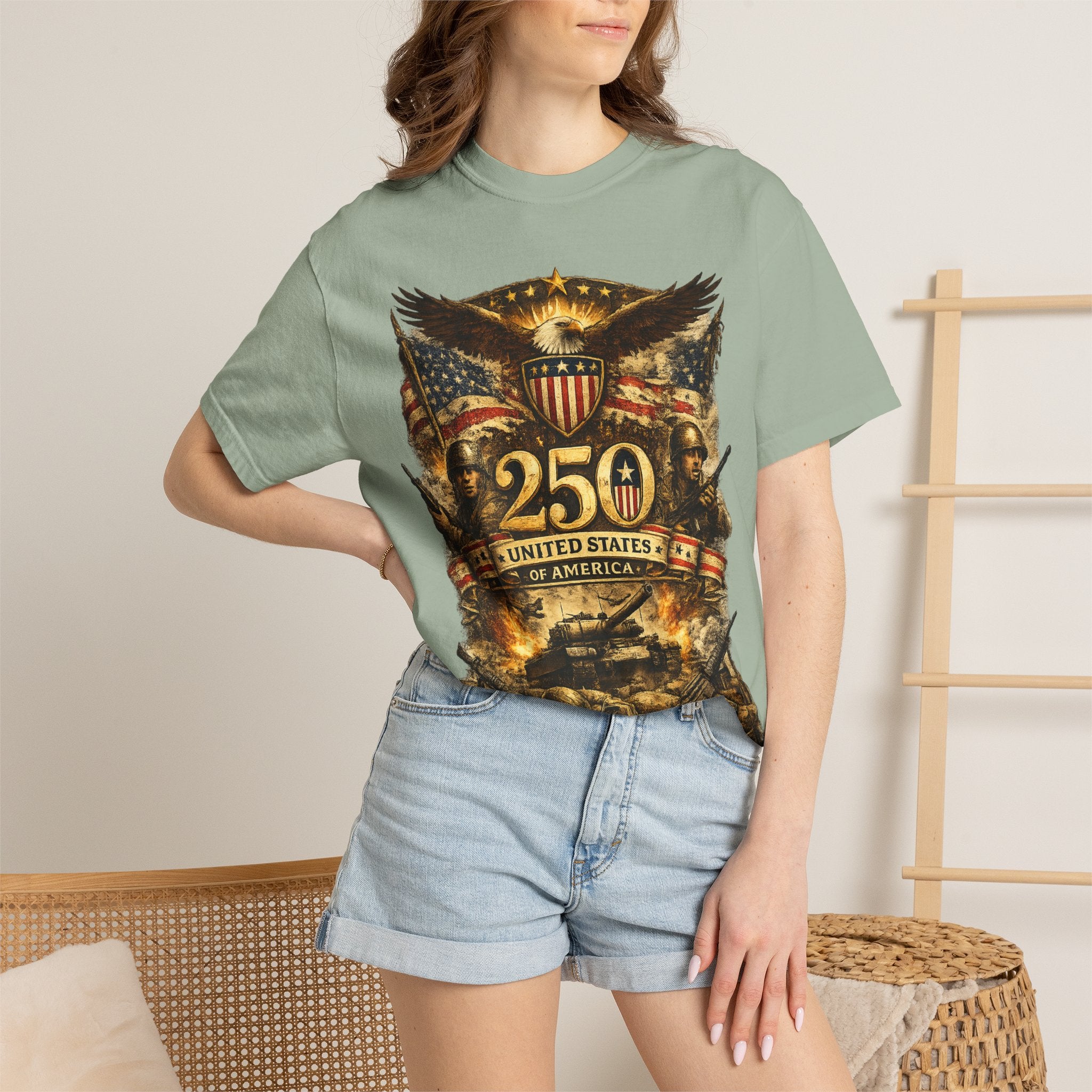 250th United States Anniversary T-Shirt — Patriotic Eagle & Military Heritage Tee (1776–2026)