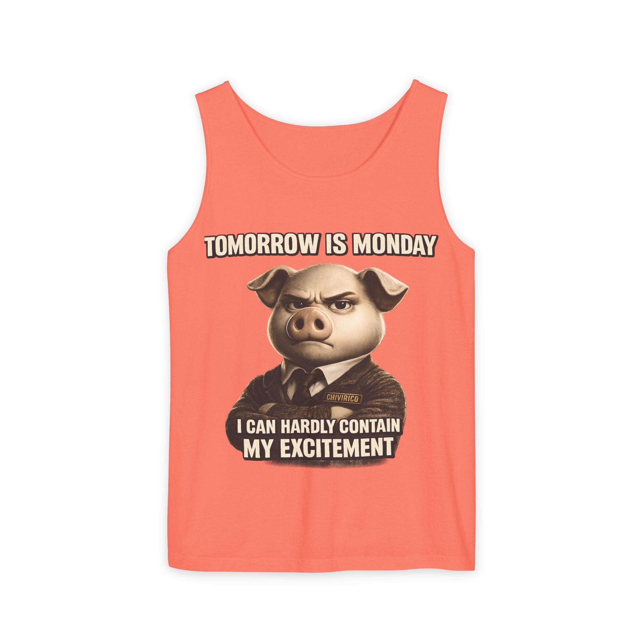 Funny 'Tomorrow Is Monday' Pig Tank Top — I Can Hardly Contain My Excitement