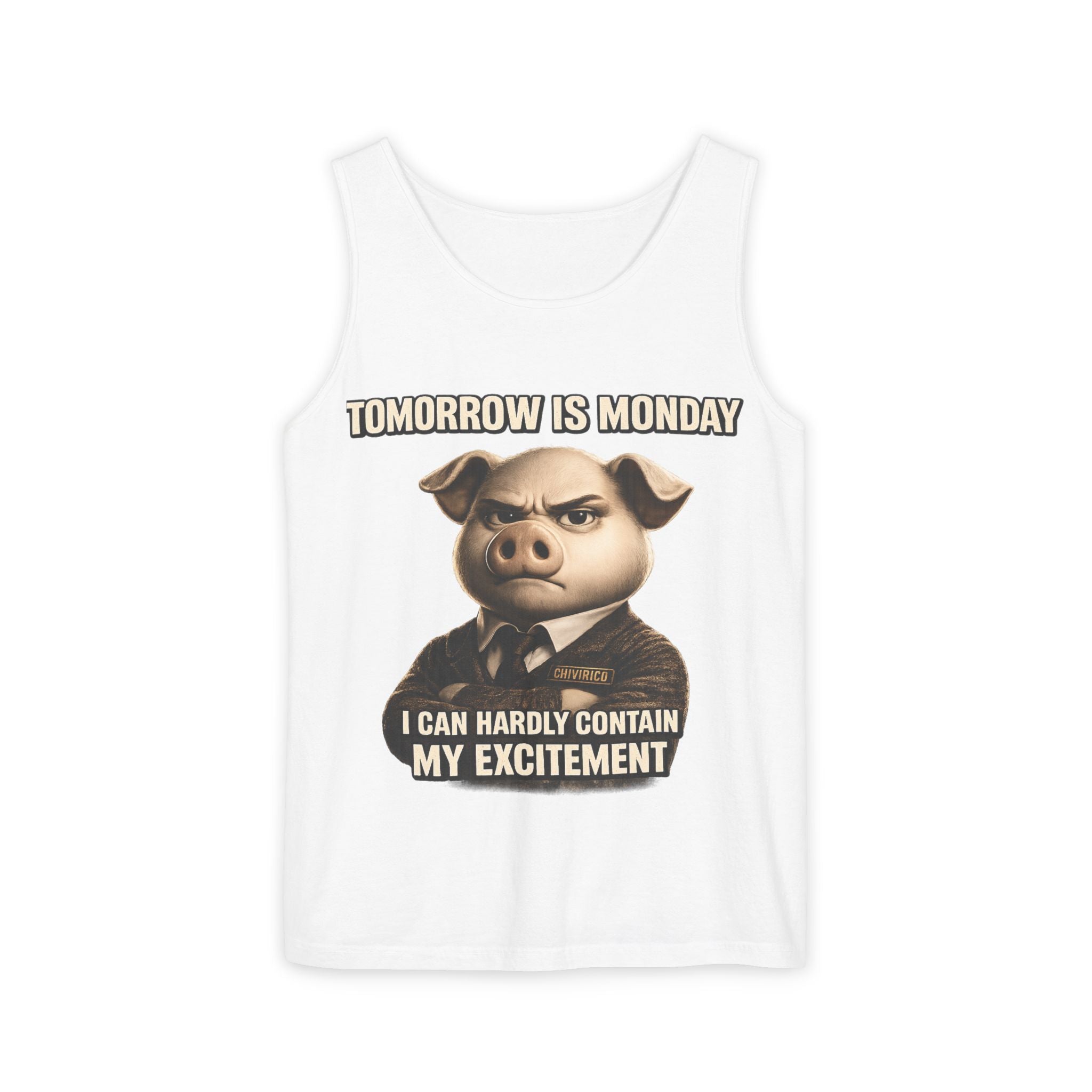 Funny 'Tomorrow Is Monday' Pig Tank Top — I Can Hardly Contain My Excitement