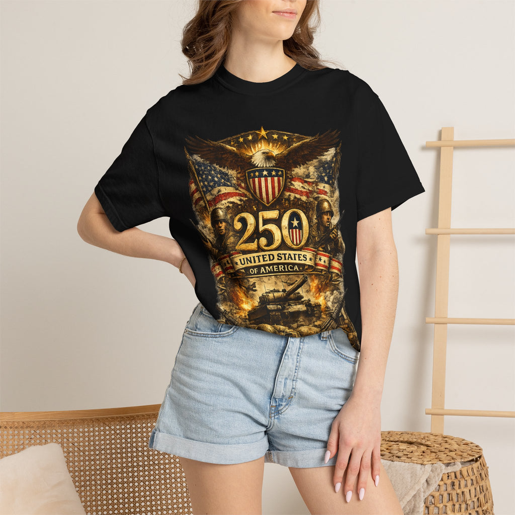 250th United States Anniversary T-Shirt — Patriotic Eagle & Military Heritage Tee (1776–2026)