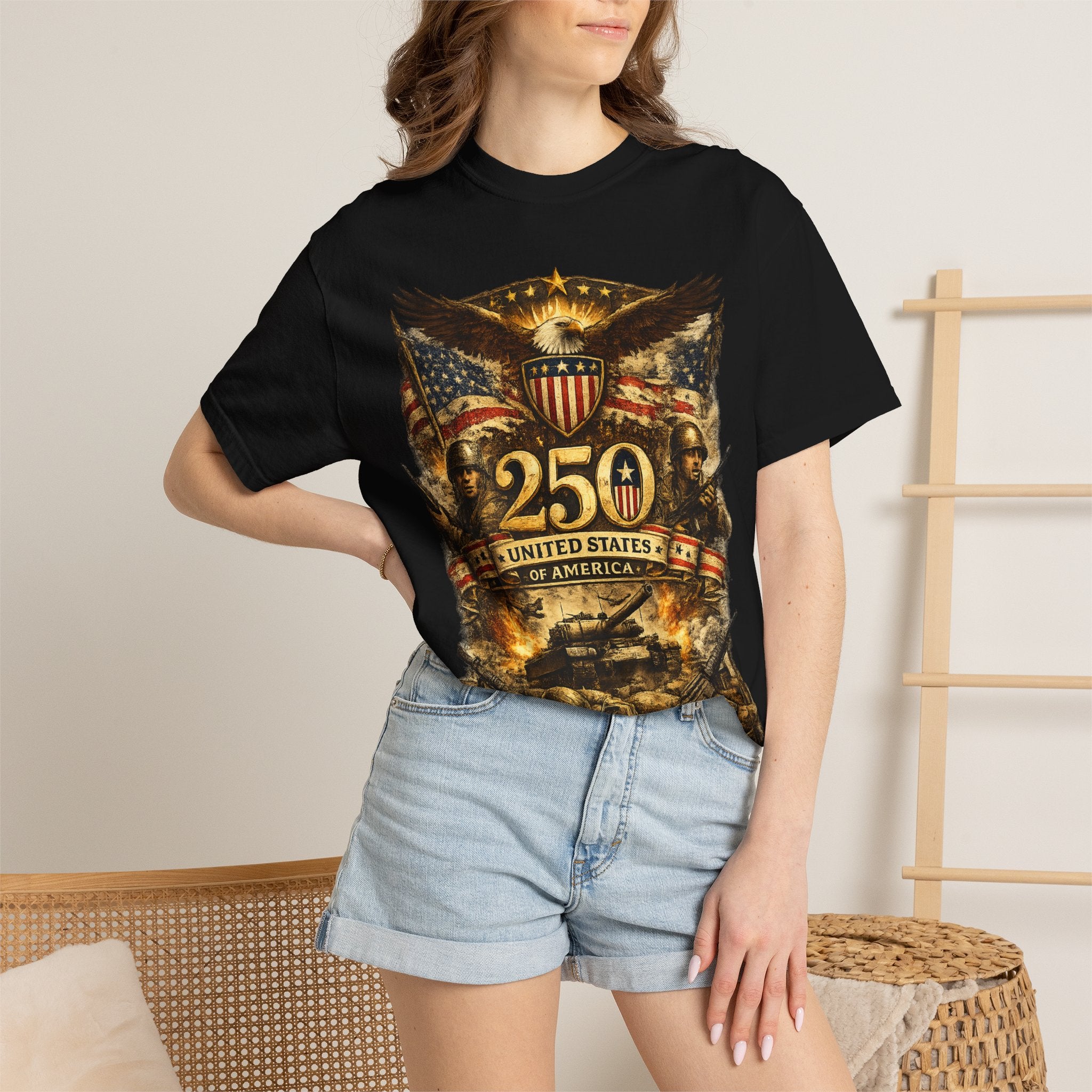 250th United States Anniversary T-Shirt — Patriotic Eagle & Military Heritage Tee (1776–2026)