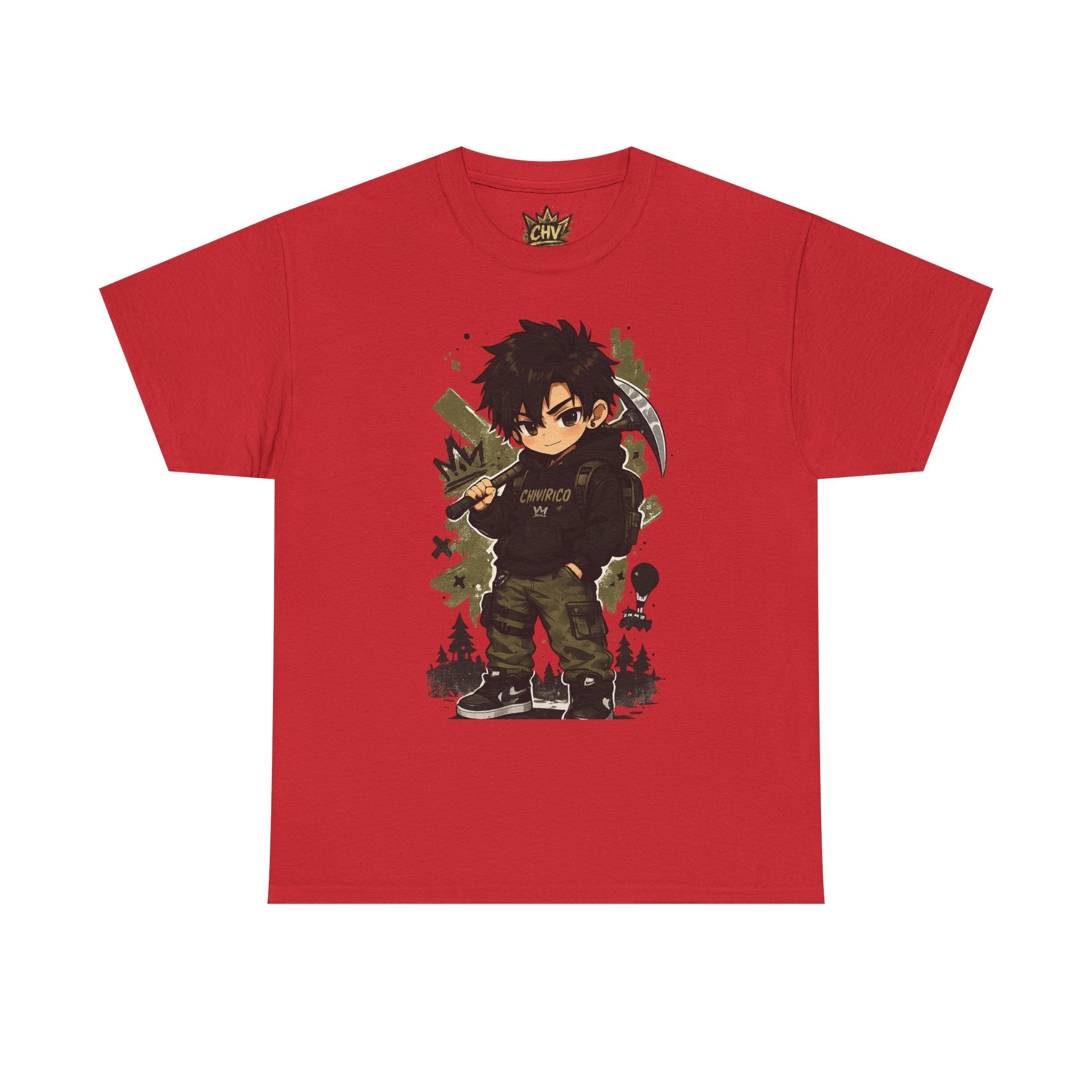 Anime Scout Tee — Chibi Soldier Graphic Shirt with "CHV" Crown Backprint