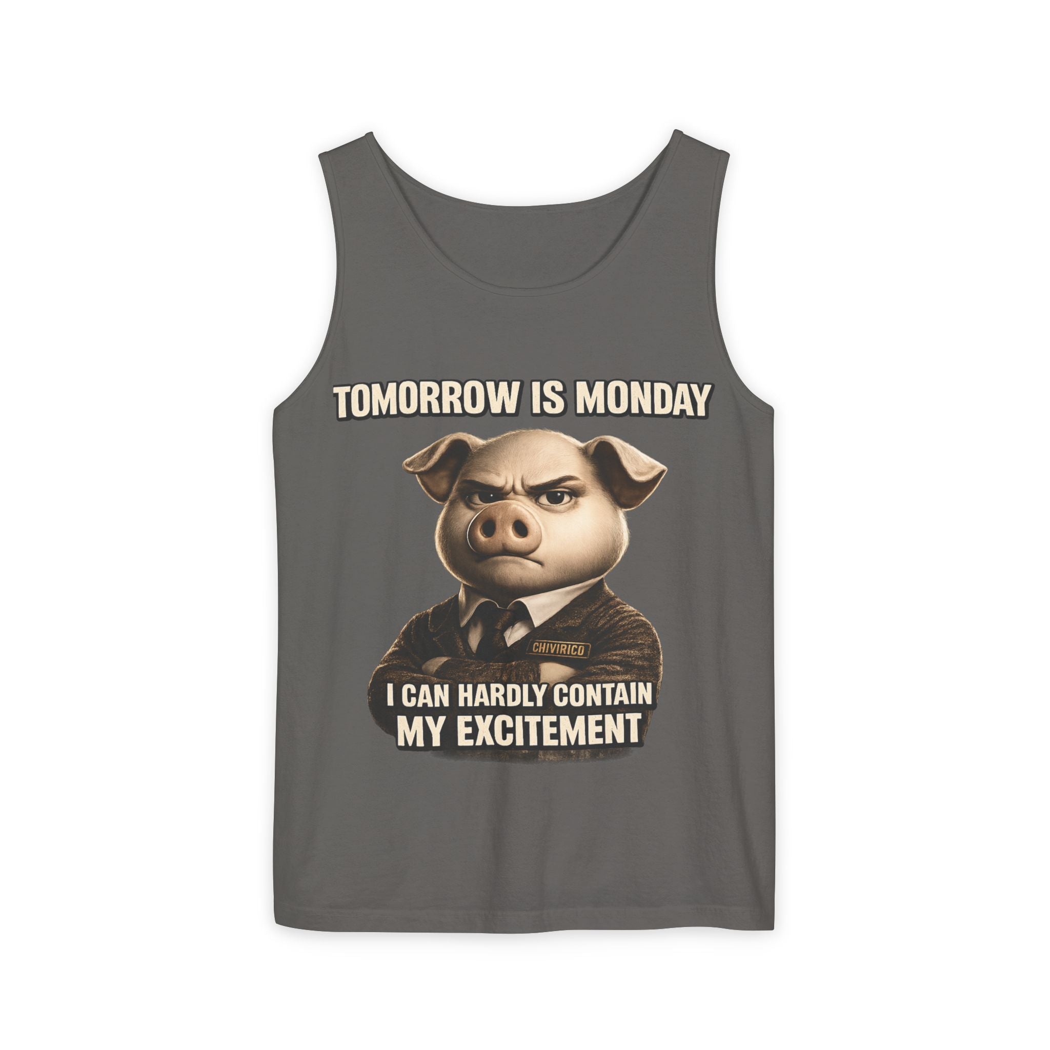 Funny 'Tomorrow Is Monday' Pig Tank Top — I Can Hardly Contain My Excitement