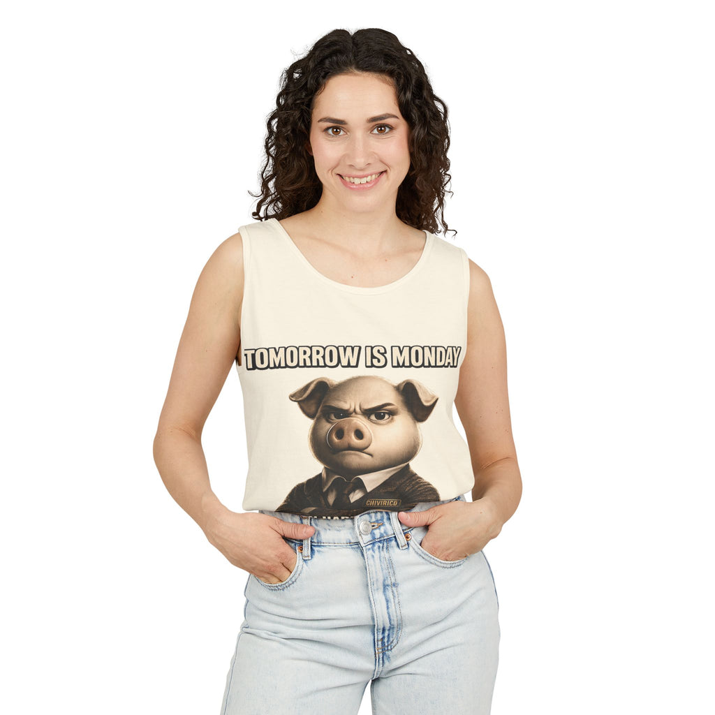Funny 'Tomorrow Is Monday' Pig Tank Top — I Can Hardly Contain My Excitement