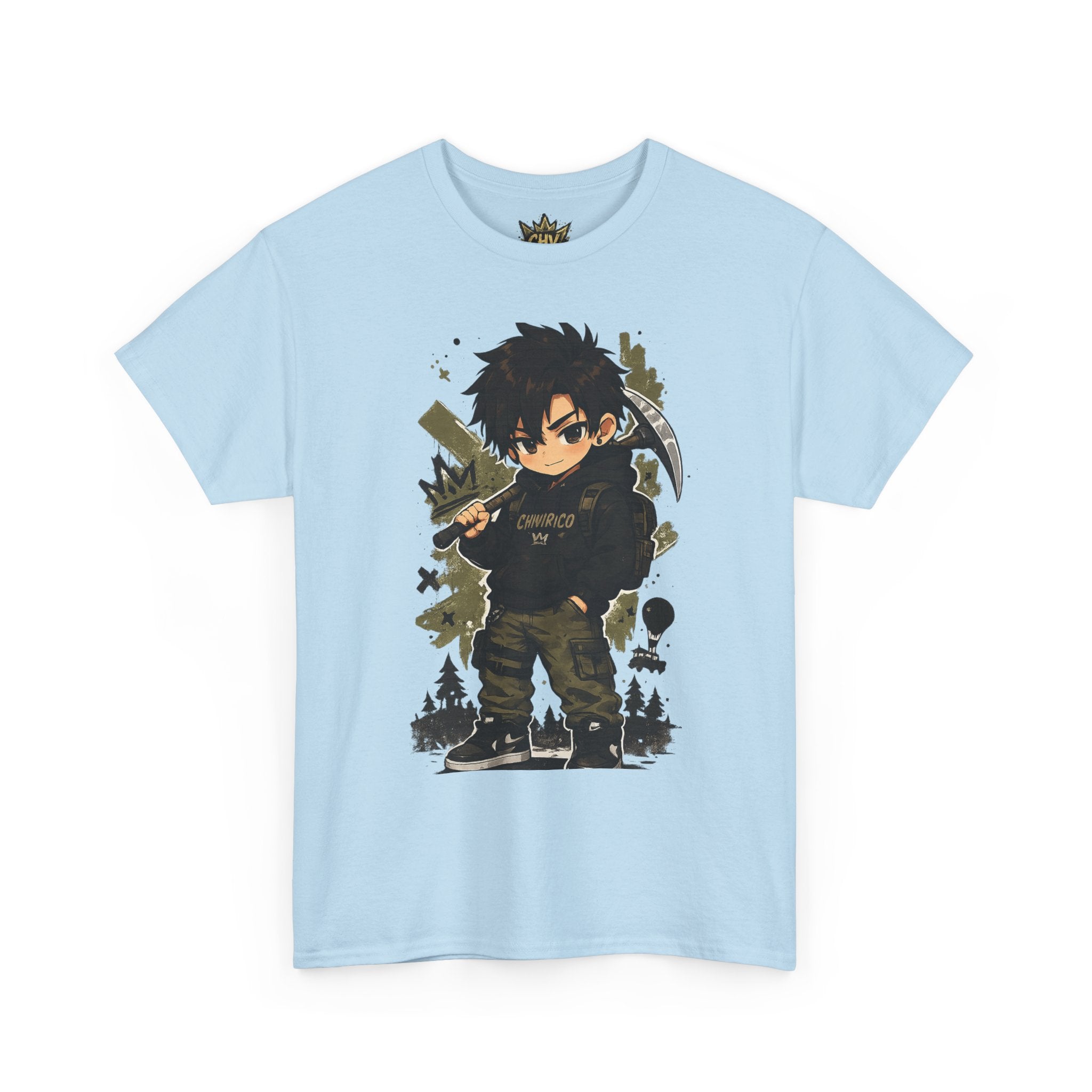 Anime Scout Tee — Chibi Soldier Graphic Shirt with "CHV" Crown Backprint