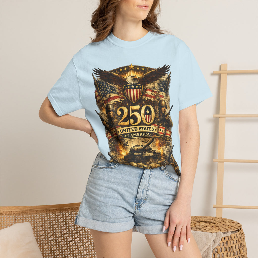 250th United States Anniversary T-Shirt — Patriotic Eagle & Military Heritage Tee (1776–2026)