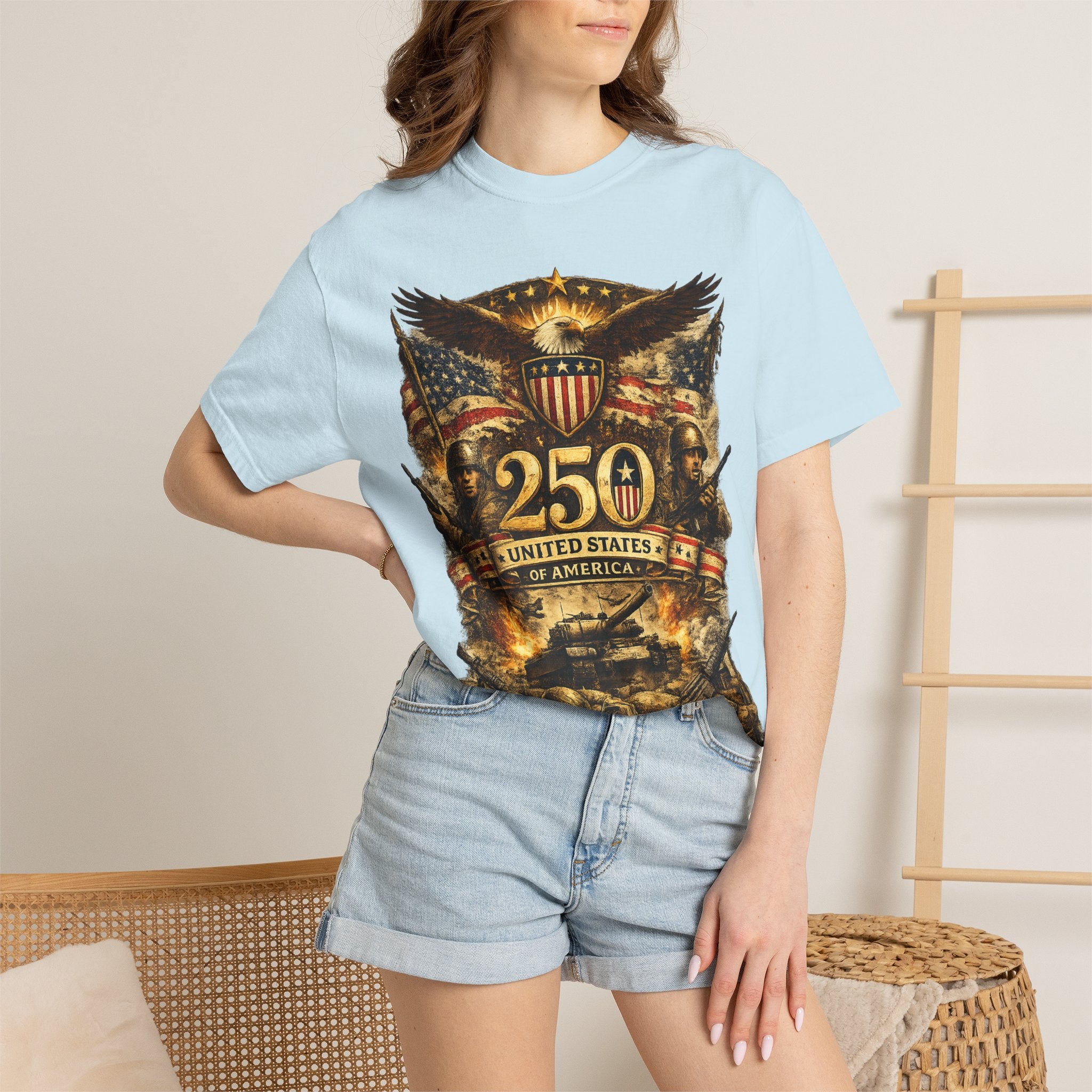 250th United States Anniversary T-Shirt — Patriotic Eagle & Military Heritage Tee (1776–2026)