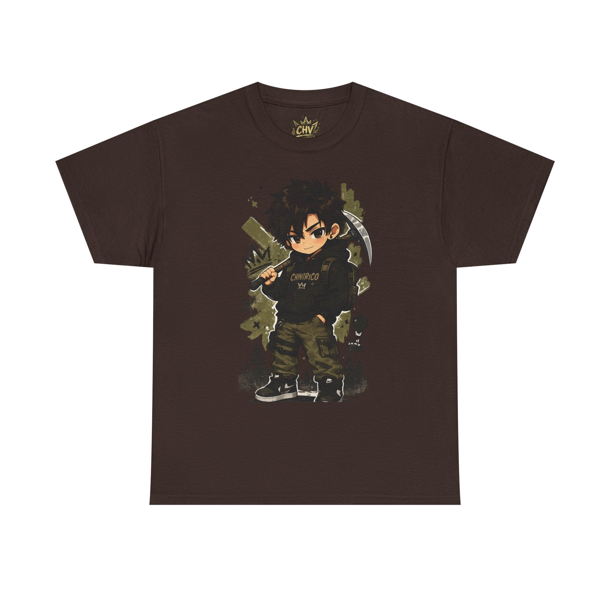 Anime Scout Tee — Chibi Soldier Graphic Shirt with "CHV" Crown Backprint
