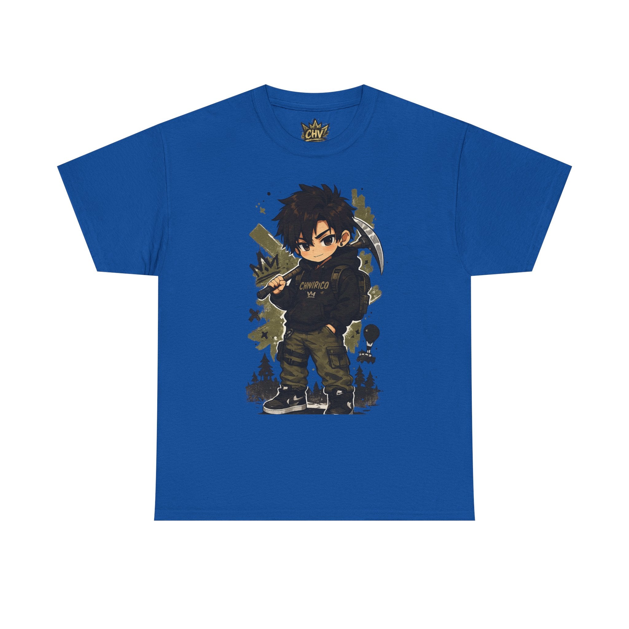 Anime Scout Tee — Chibi Soldier Graphic Shirt with "CHV" Crown Backprint