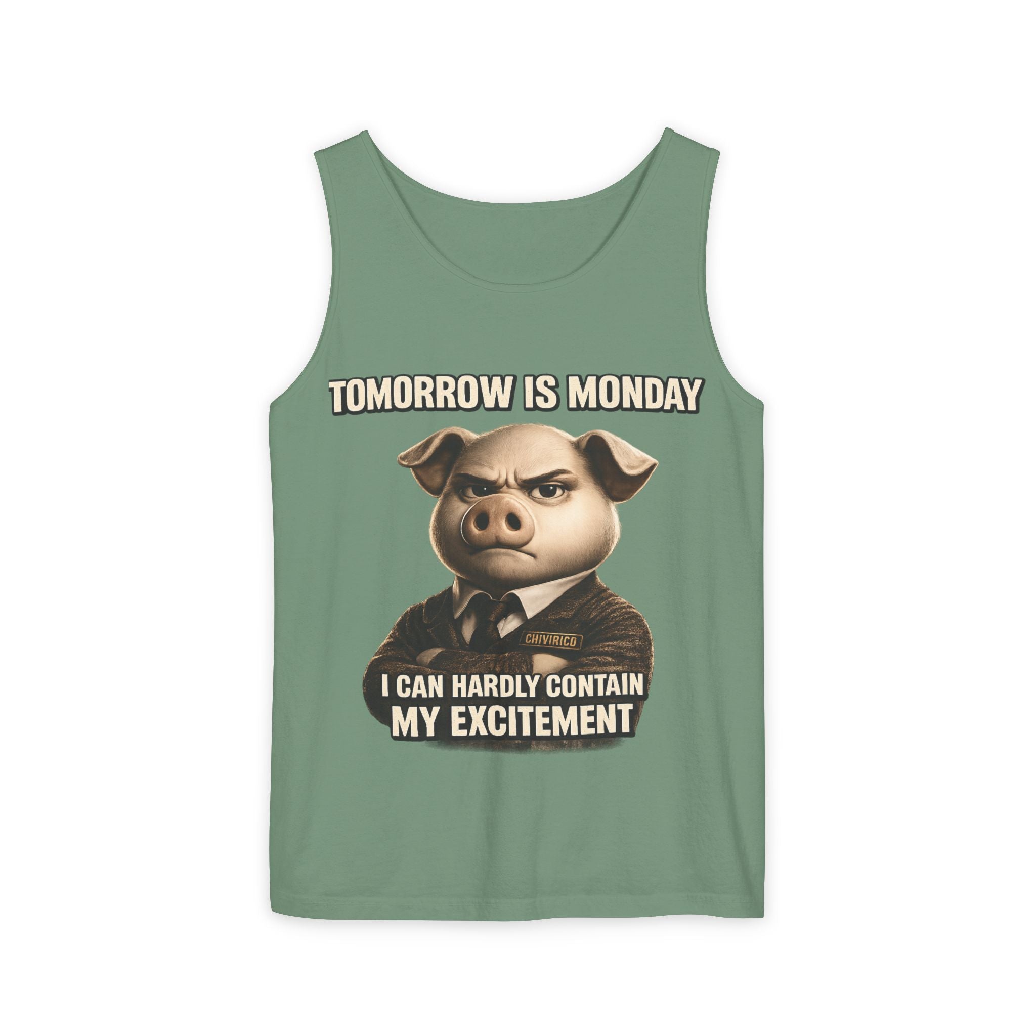 Funny 'Tomorrow Is Monday' Pig Tank Top — I Can Hardly Contain My Excitement