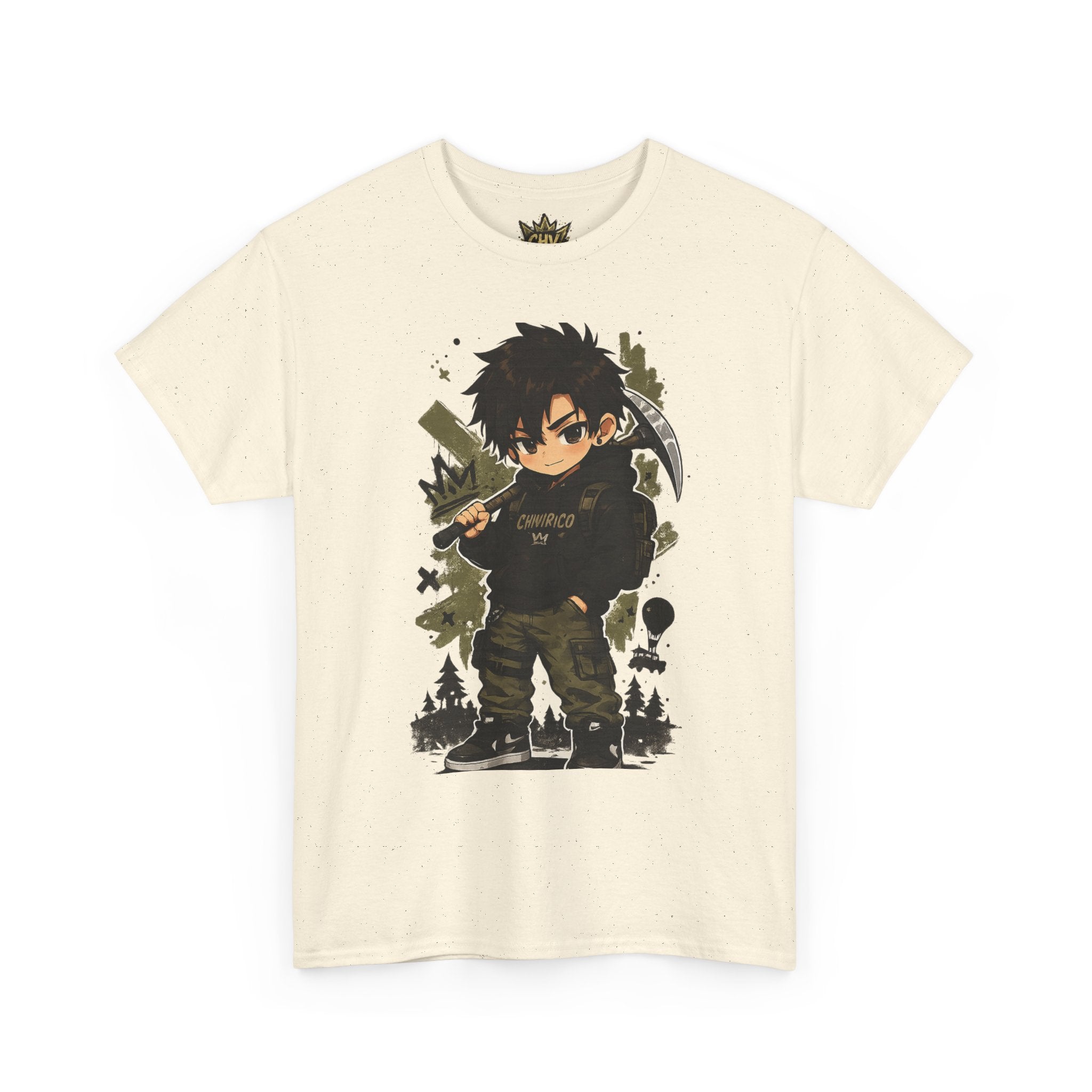 Anime Scout Tee — Chibi Soldier Graphic Shirt with "CHV" Crown Backprint