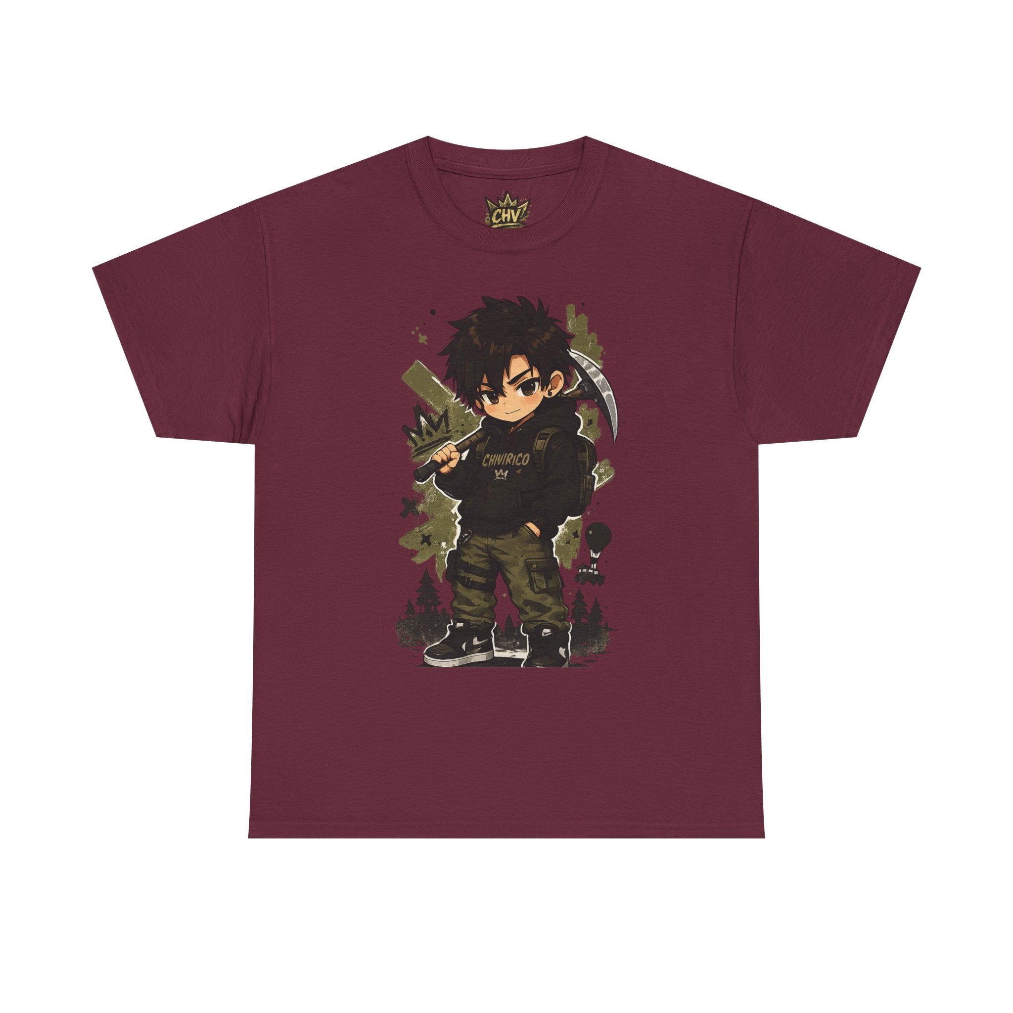 Anime Scout Tee — Chibi Soldier Graphic Shirt with "CHV" Crown Backprint