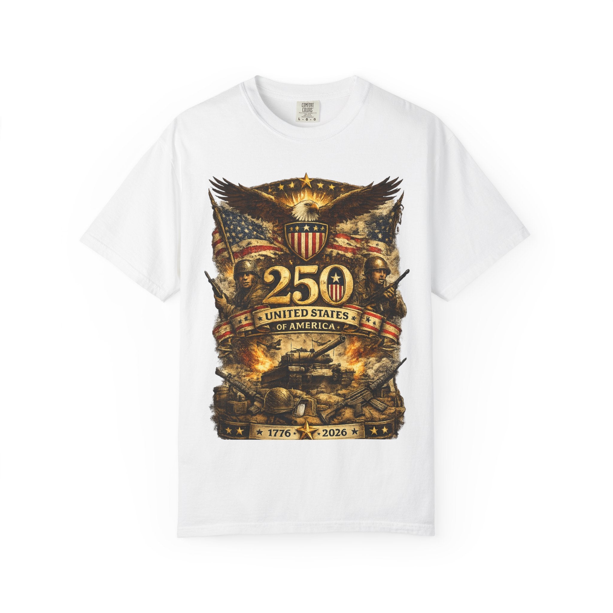 250th United States Anniversary T-Shirt — Patriotic Eagle & Military Heritage Tee (1776–2026)