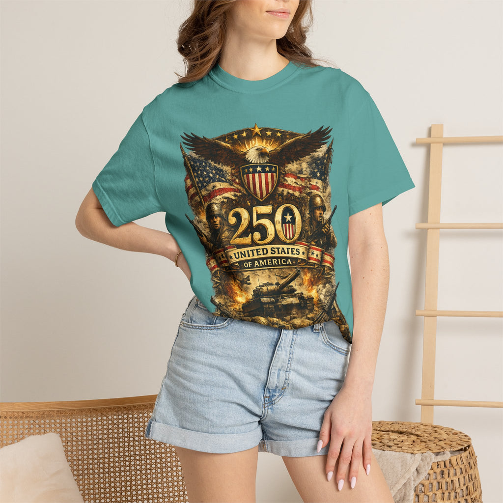 250th United States Anniversary T-Shirt — Patriotic Eagle & Military Heritage Tee (1776–2026)