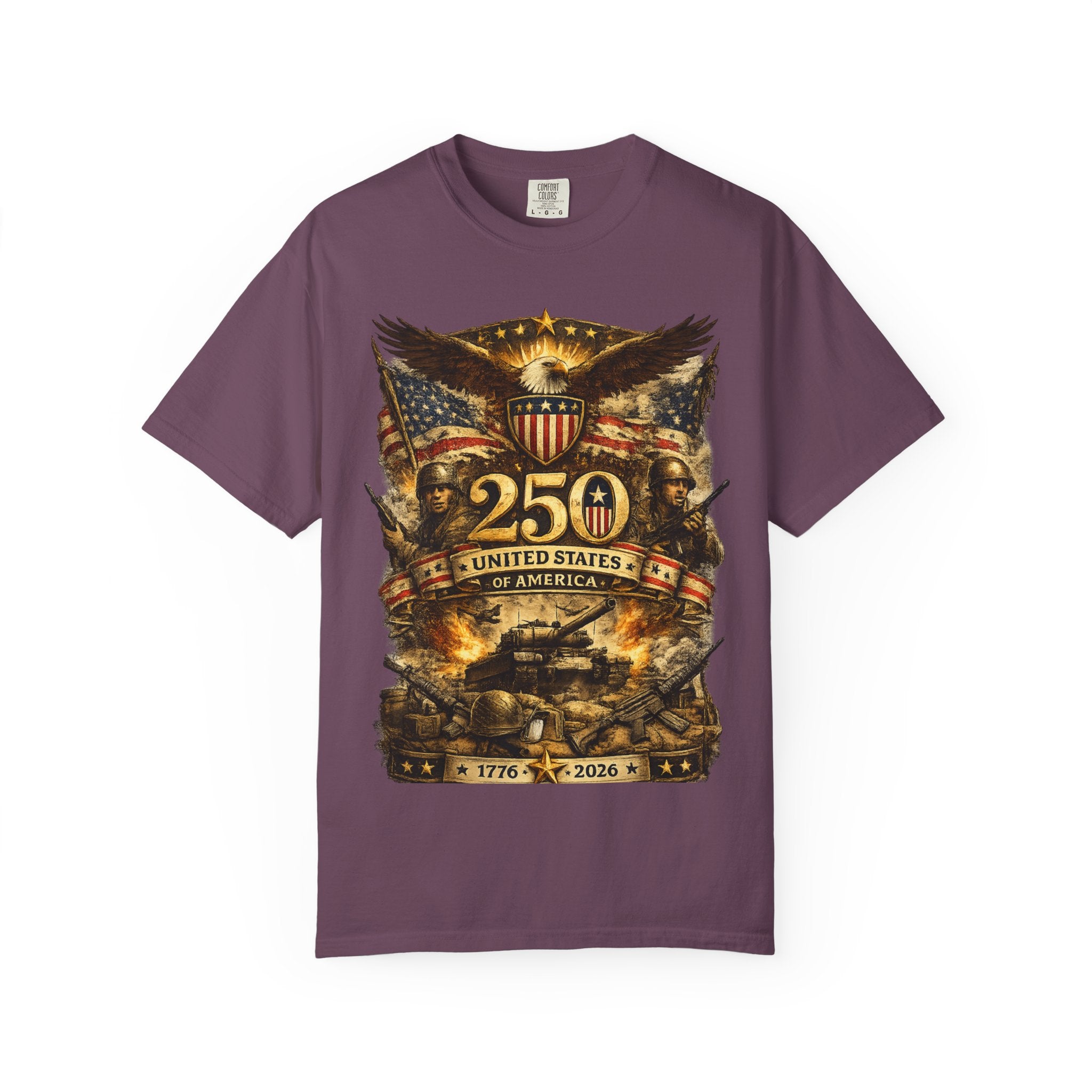 250th United States Anniversary T-Shirt — Patriotic Eagle & Military Heritage Tee (1776–2026)