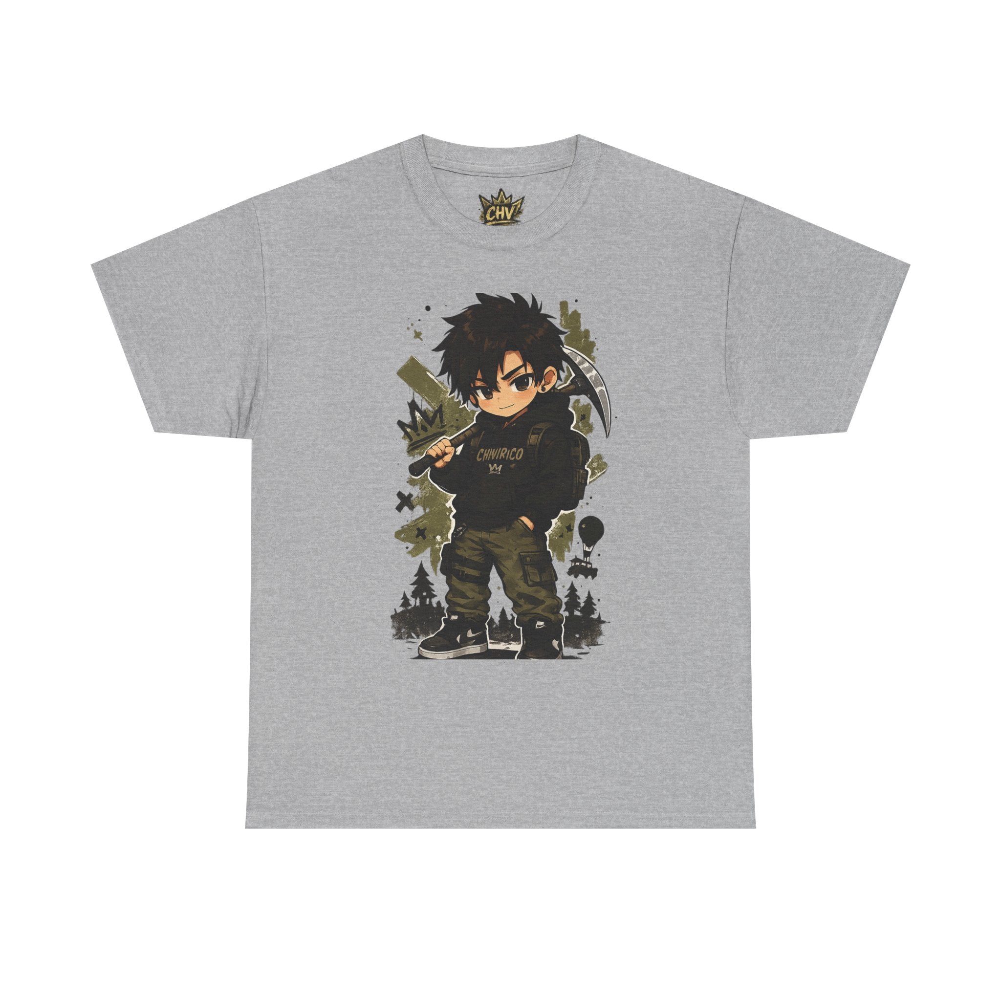 Anime Scout Tee — Chibi Soldier Graphic Shirt with "CHV" Crown Backprint