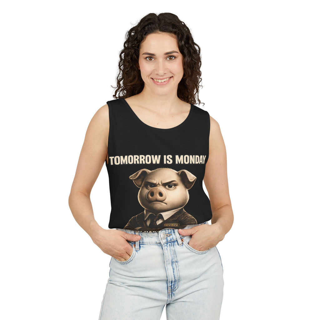 Funny 'Tomorrow Is Monday' Pig Tank Top — I Can Hardly Contain My Excitement