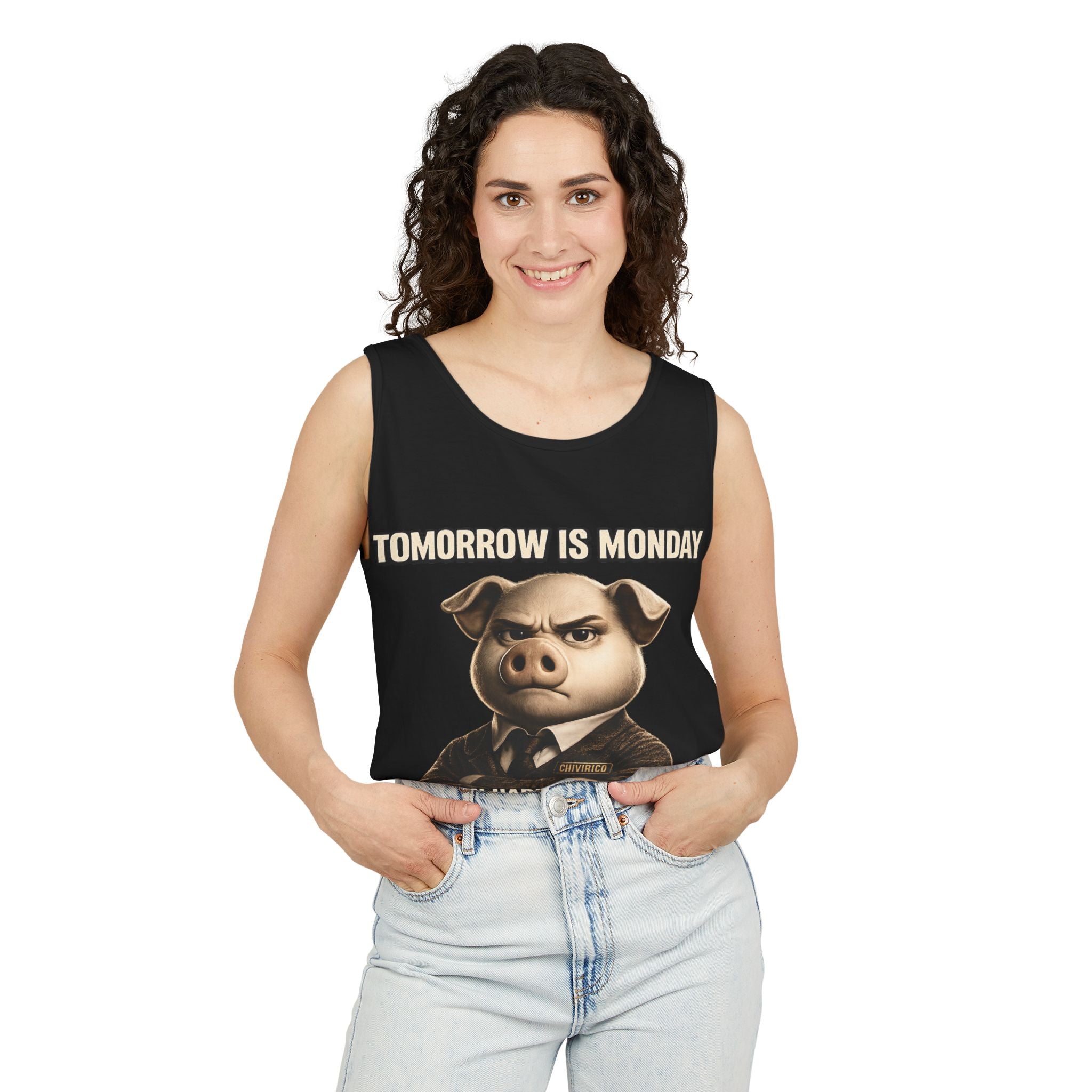 Funny 'Tomorrow Is Monday' Pig Tank Top — I Can Hardly Contain My Excitement