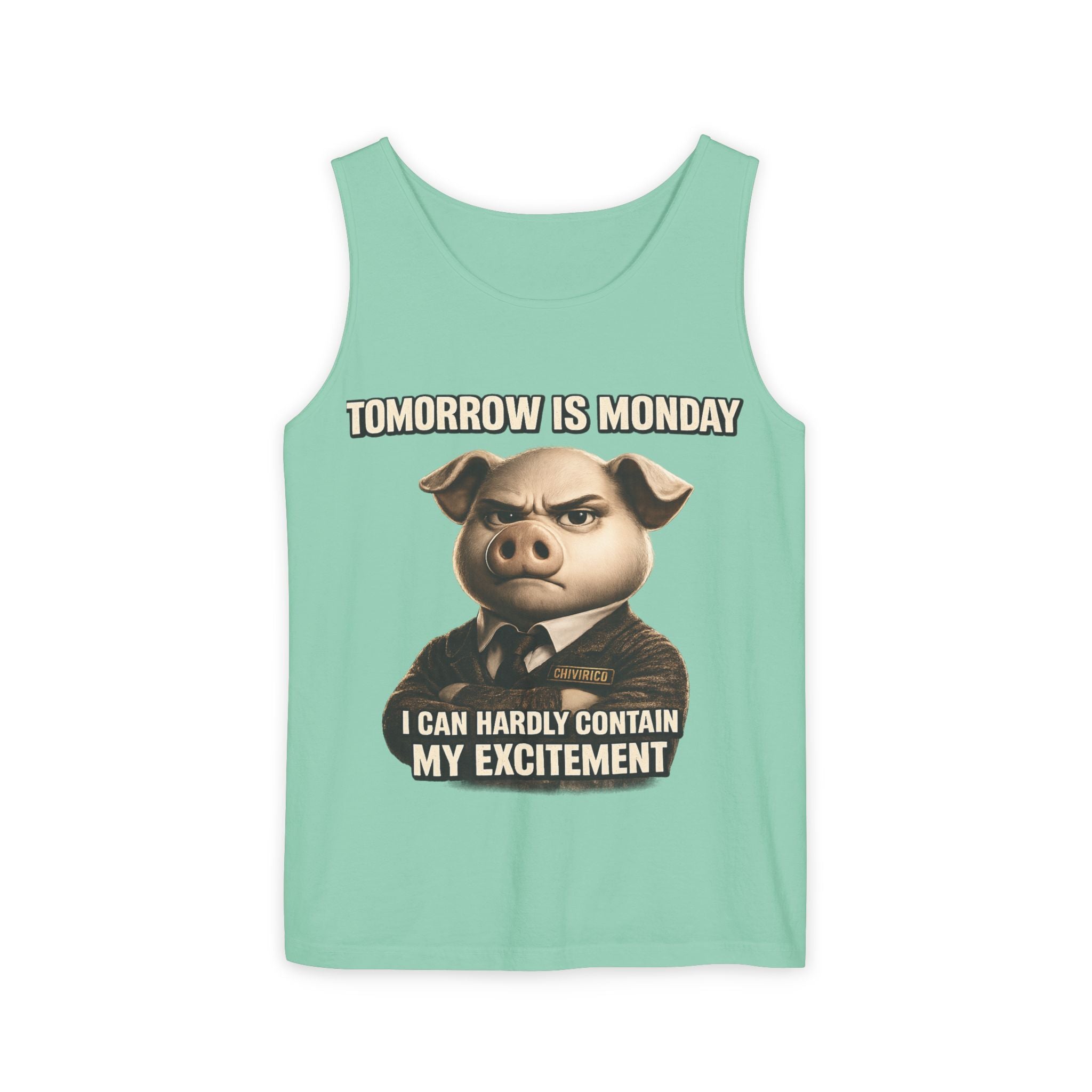 Funny 'Tomorrow Is Monday' Pig Tank Top — I Can Hardly Contain My Excitement