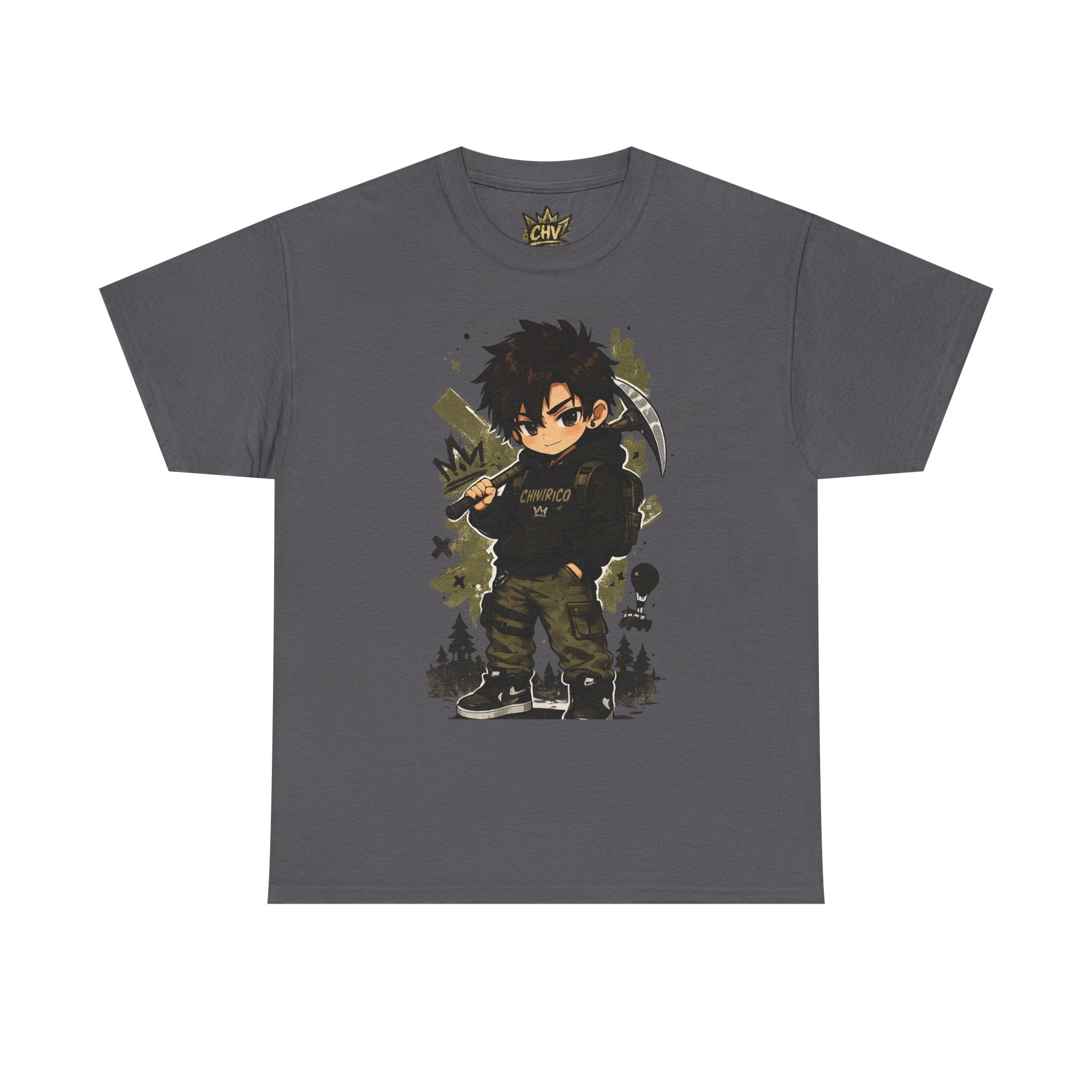 Anime Scout Tee — Chibi Soldier Graphic Shirt with "CHV" Crown Backprint