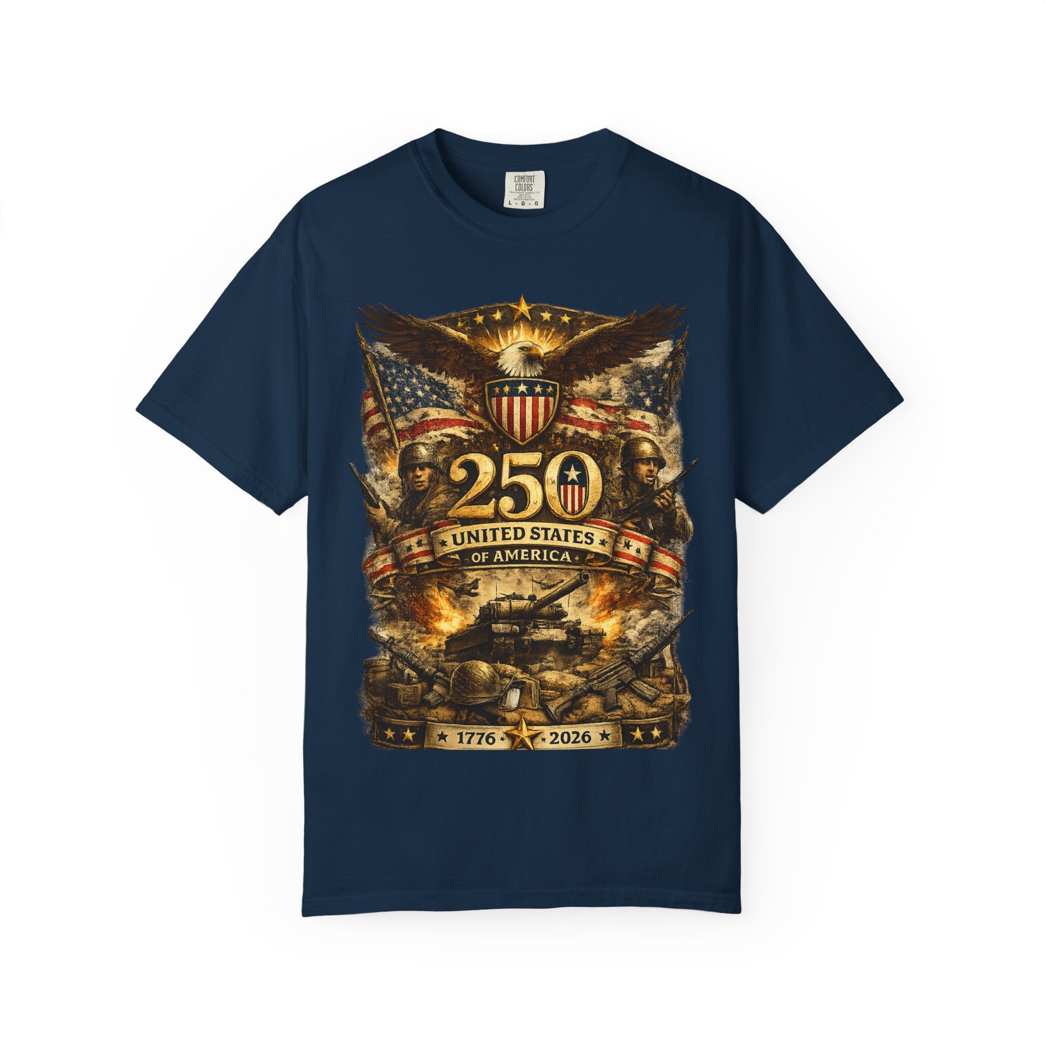 250th United States Anniversary T-Shirt — Patriotic Eagle & Military Heritage Tee (1776–2026)