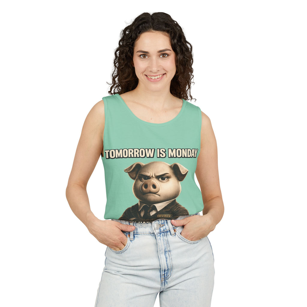 Funny 'Tomorrow Is Monday' Pig Tank Top — I Can Hardly Contain My Excitement