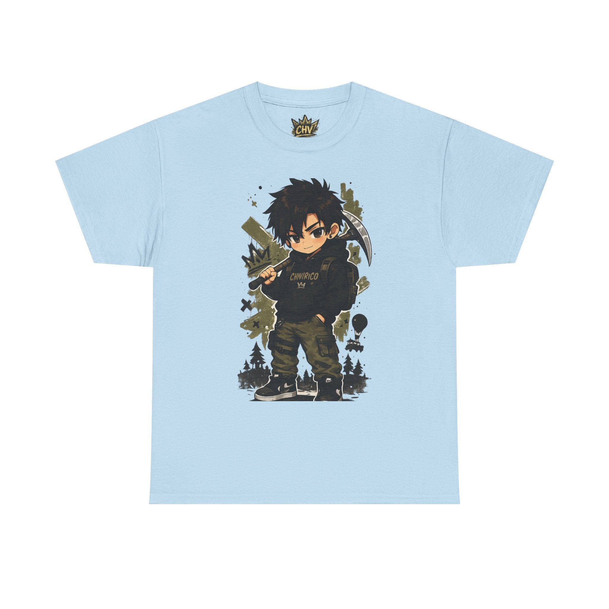Anime Scout Tee — Chibi Soldier Graphic Shirt with "CHV" Crown Backprint