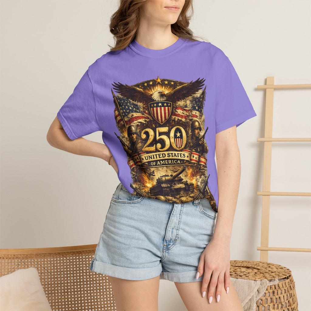 250th United States Anniversary T-Shirt — Patriotic Eagle & Military Heritage Tee (1776–2026)