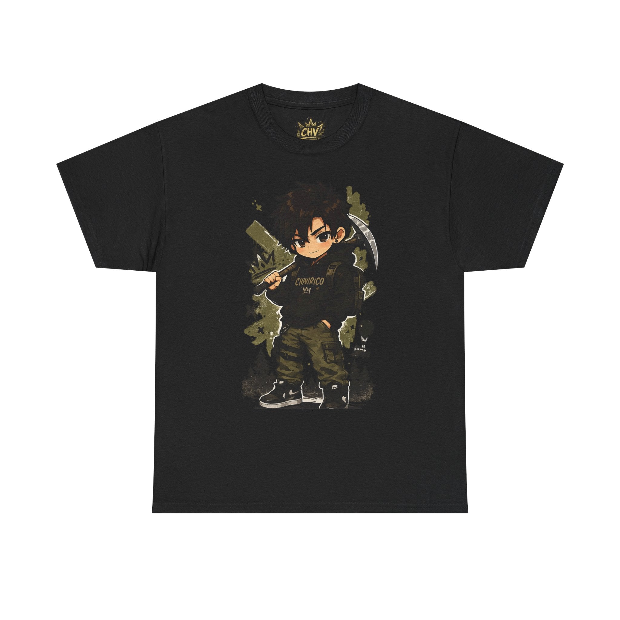 Anime Scout Tee — Chibi Soldier Graphic Shirt with "CHV" Crown Backprint