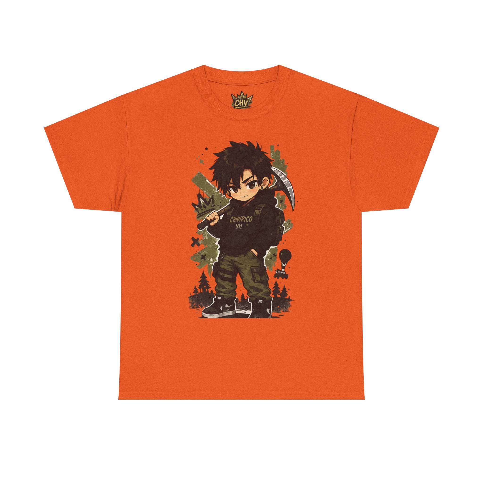 Anime Scout Tee — Chibi Soldier Graphic Shirt with "CHV" Crown Backprint