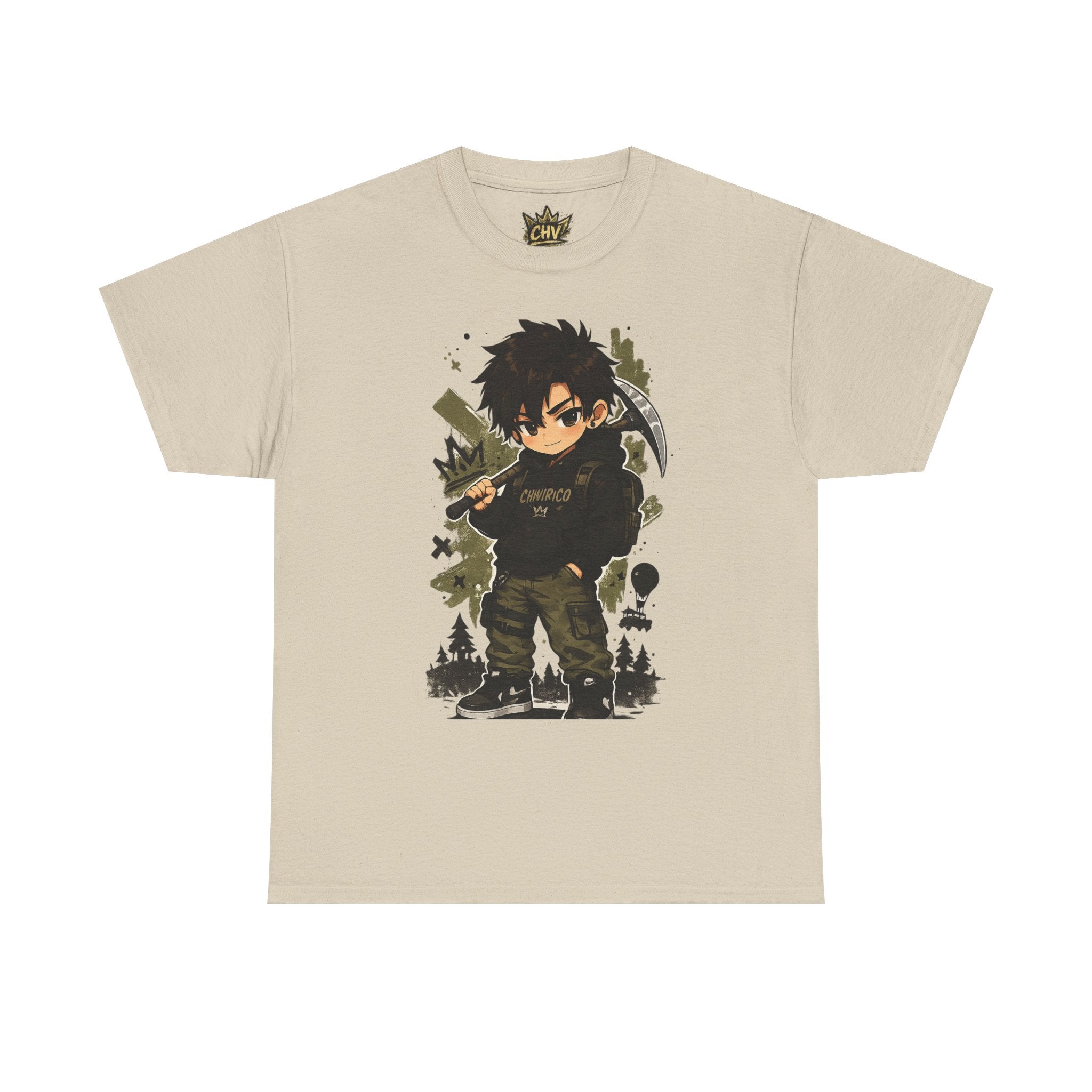 Anime Scout Tee — Chibi Soldier Graphic Shirt with "CHV" Crown Backprint