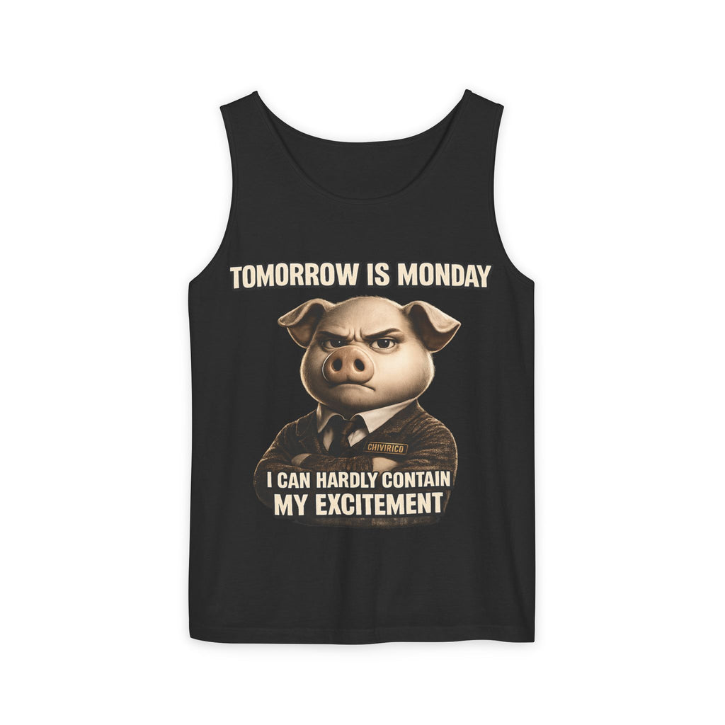 Funny 'Tomorrow Is Monday' Pig Tank Top — I Can Hardly Contain My Excitement