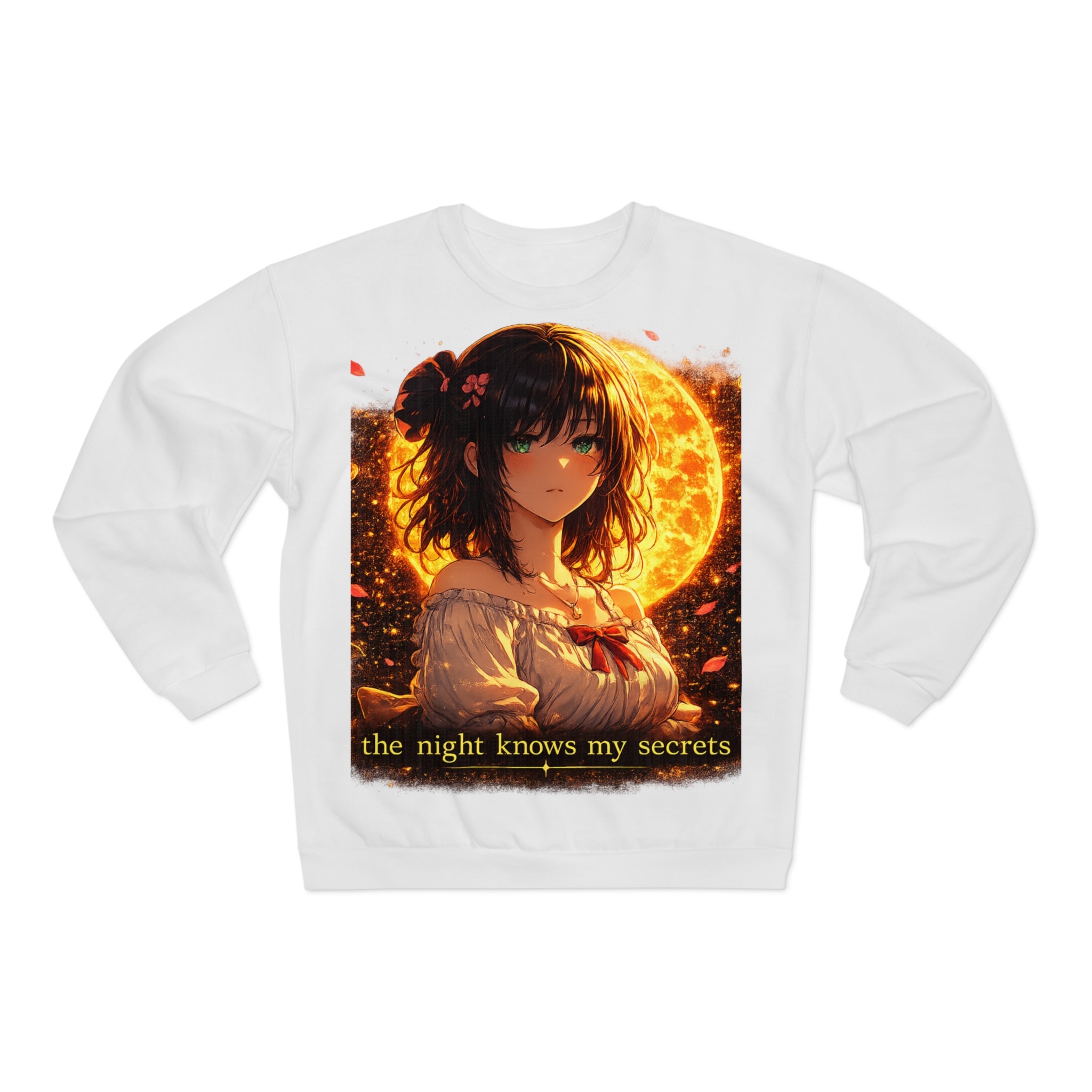 Anime Moonlit Portrait Sweatshirt — "the night knows my secrets" Crewneck