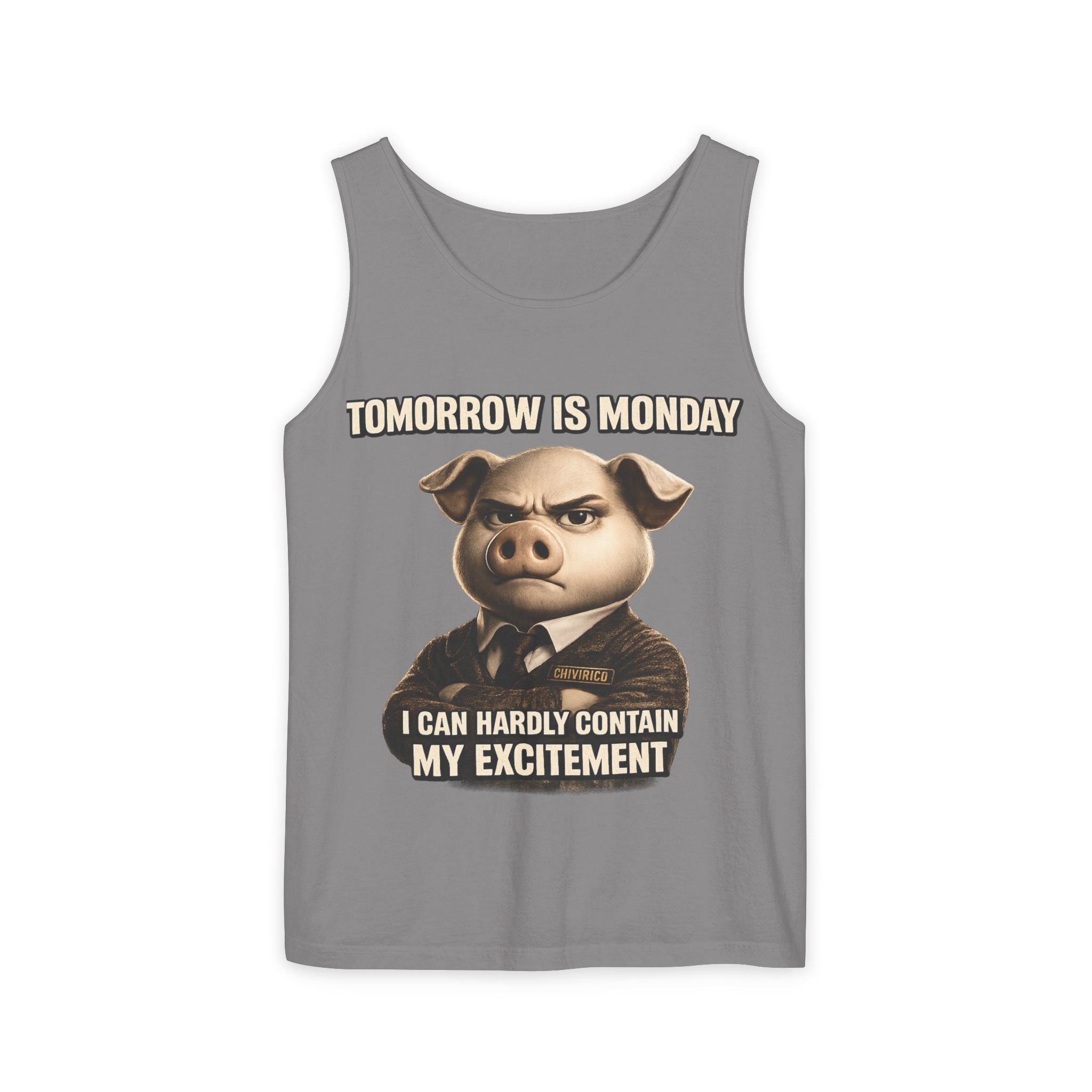 Funny 'Tomorrow Is Monday' Pig Tank Top — I Can Hardly Contain My Excitement