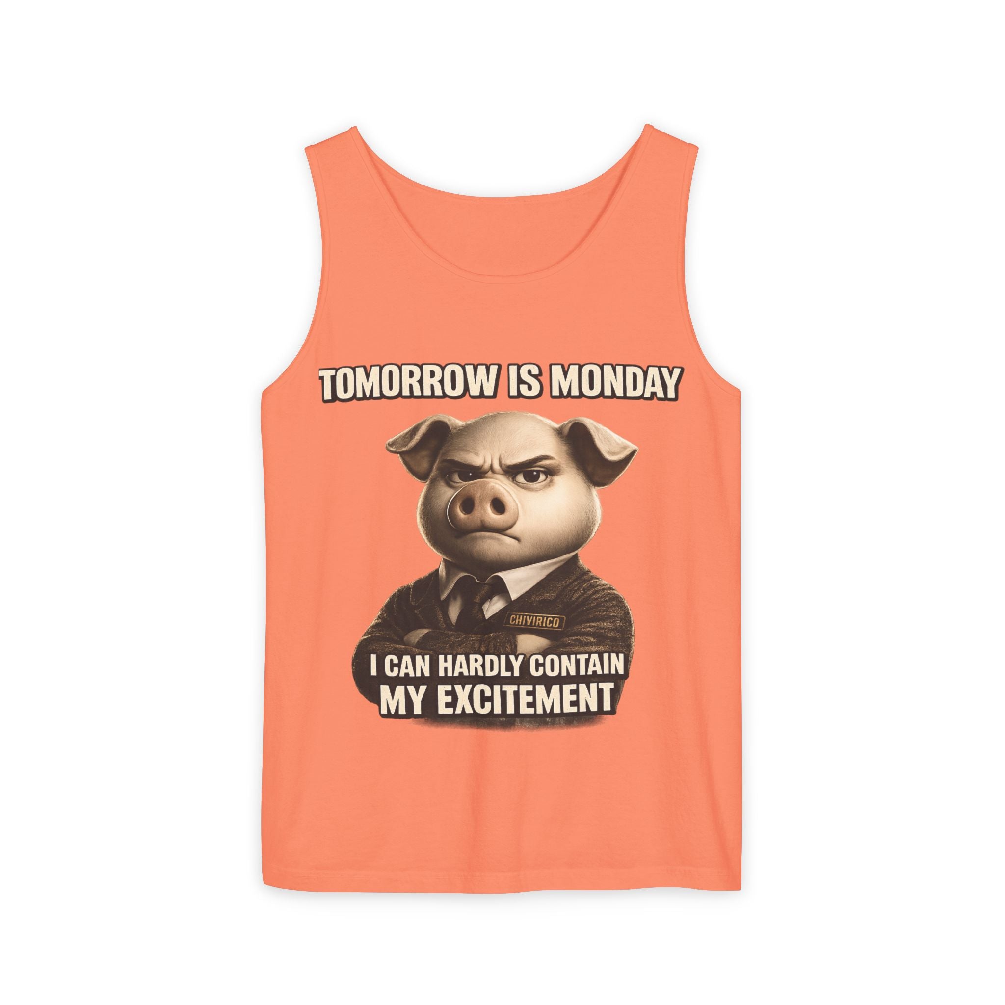 Funny 'Tomorrow Is Monday' Pig Tank Top — I Can Hardly Contain My Excitement