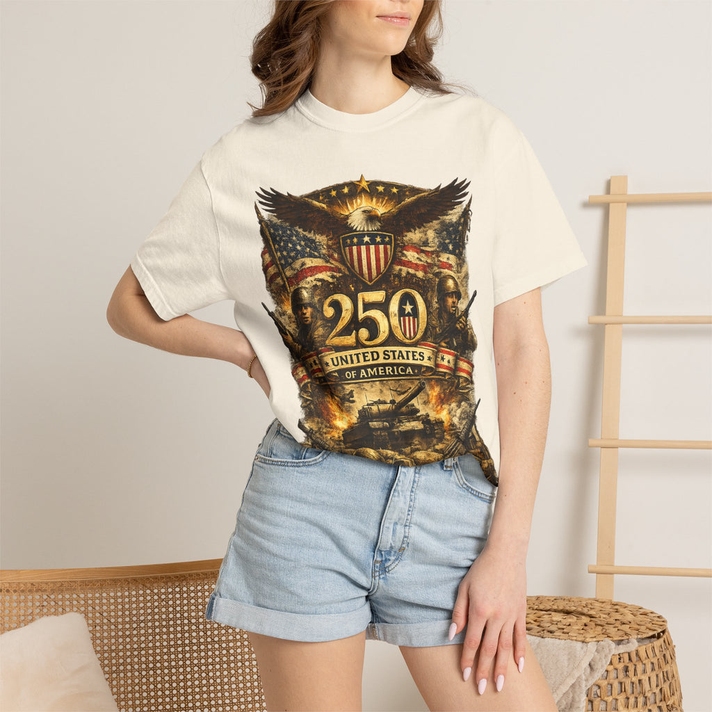 250th United States Anniversary T-Shirt — Patriotic Eagle & Military Heritage Tee (1776–2026)