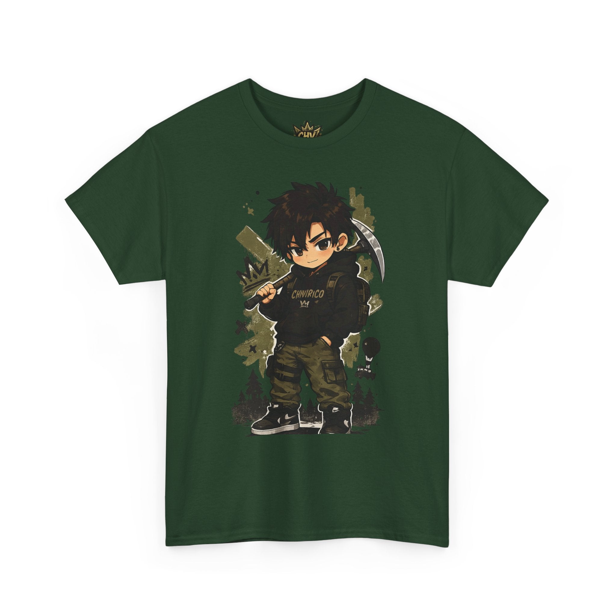 Anime Scout Tee — Chibi Soldier Graphic Shirt with "CHV" Crown Backprint