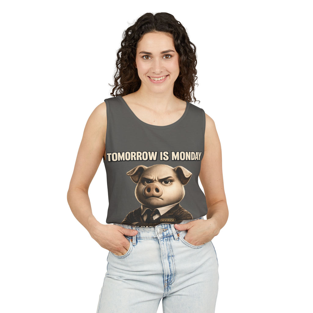 Funny 'Tomorrow Is Monday' Pig Tank Top — I Can Hardly Contain My Excitement