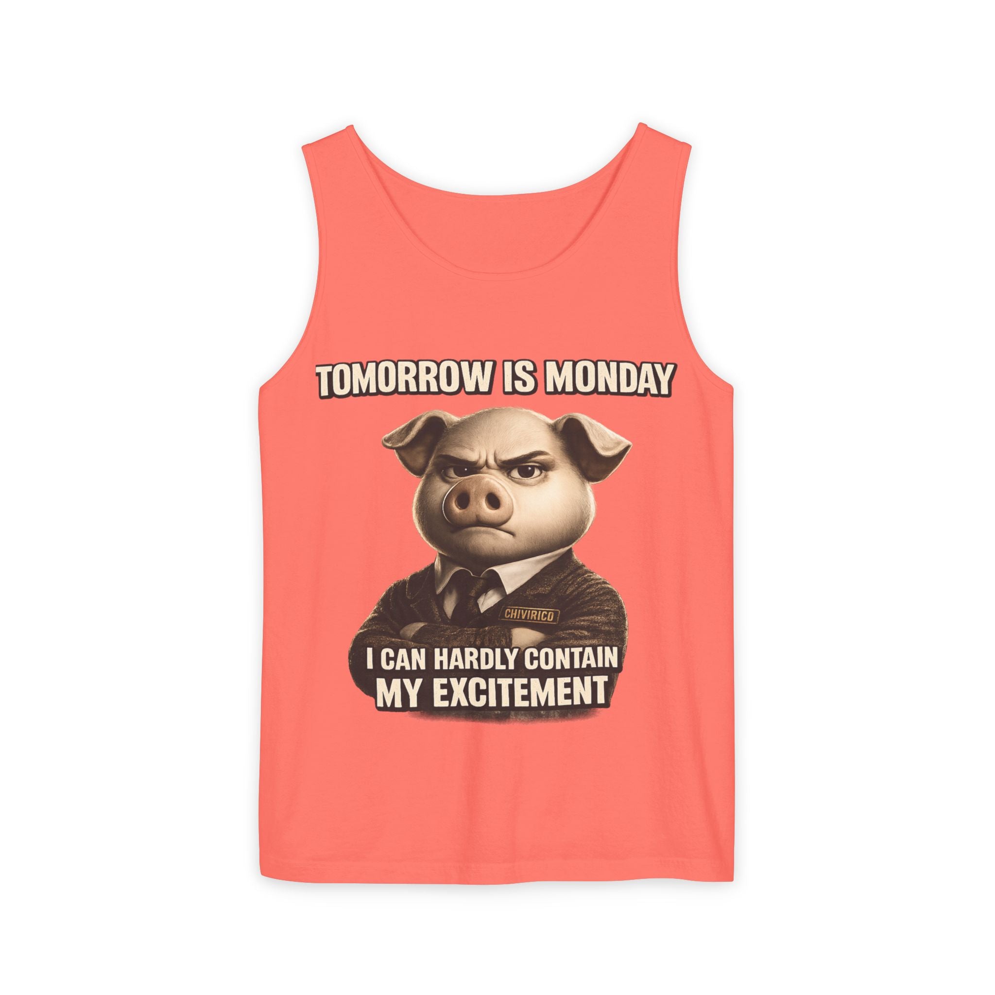 Funny 'Tomorrow Is Monday' Pig Tank Top — I Can Hardly Contain My Excitement