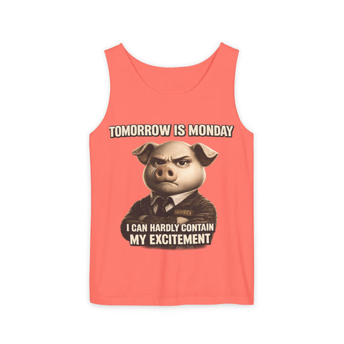 Funny 'Tomorrow Is Monday' Pig Tank Top — I Can Hardly Contain My Excitement
